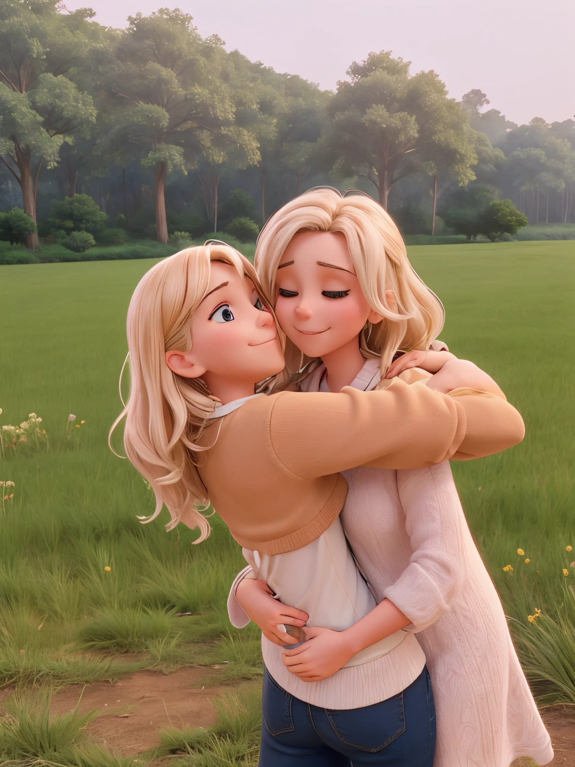 two best friends hugging