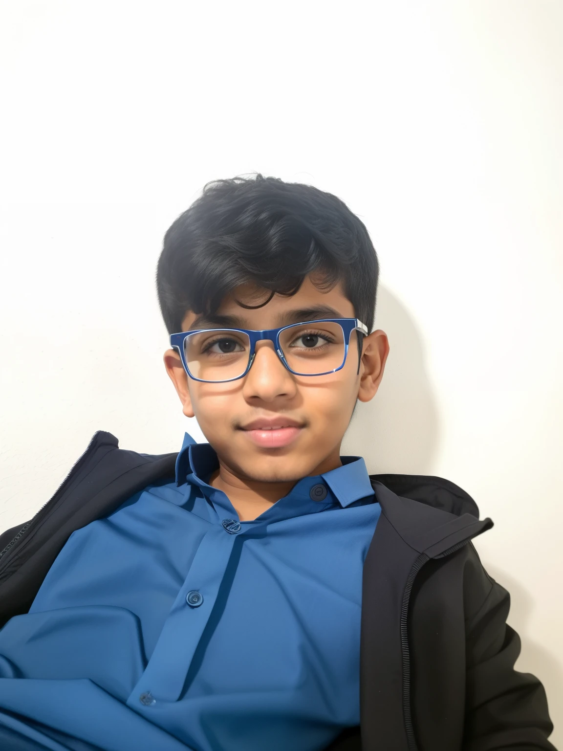 there is a young boy and a blue shirt, reyyan, riyahd cassiem, mohamed chahin, khyzyl saleem, ayan nag, very very high quality picture, with accurate face, jayison devadas, vastayan, kyza saleem, with glasses, with glasses on, inspired by Bikash Bhattacharjee