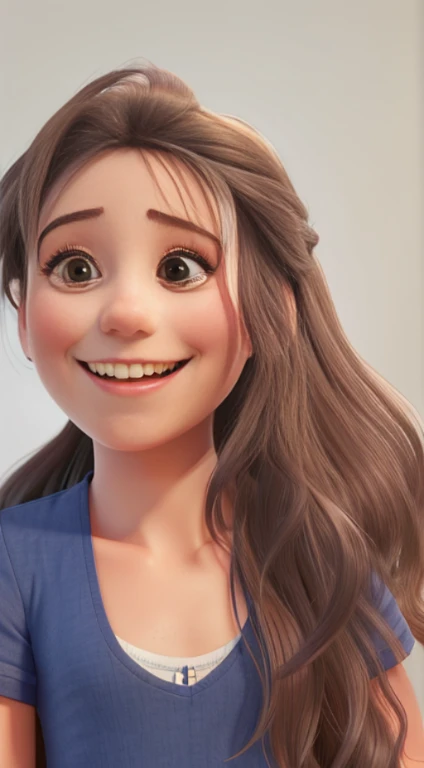 1 long-haired girl, sorrindo