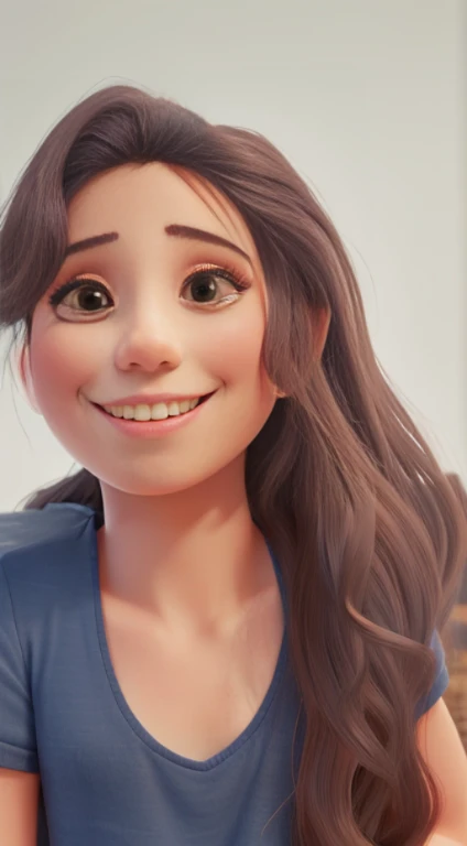 1 long-haired girl, sorrindo