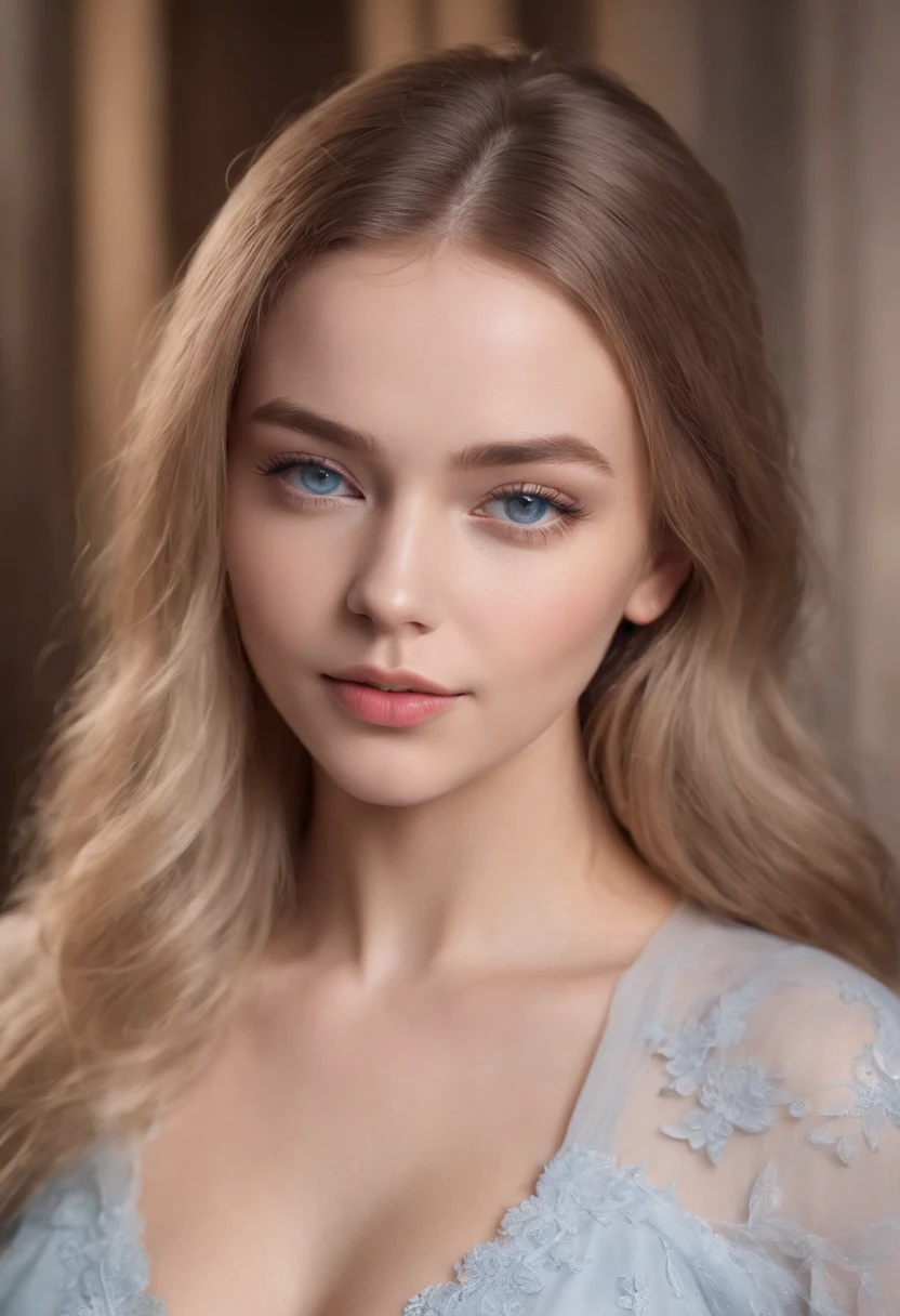 Arafed Full Woman, Sexy girl with blue eyes, , ultra realistic, meticulously detailed, portrait of Sophie Mudd, blonde hair and big eyes, selfie of a young woman, Violet Myers, no makeup, Natural makeup, looking directly at the camera, artgram facial, subtle makeup, Stunning full body photo in a club, Medium and large chest, allowing the face to be seen clearly, portrait