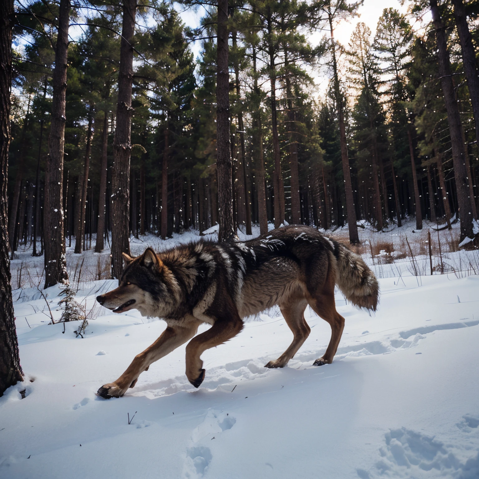 in woods、One Wolf、Aiming for prey