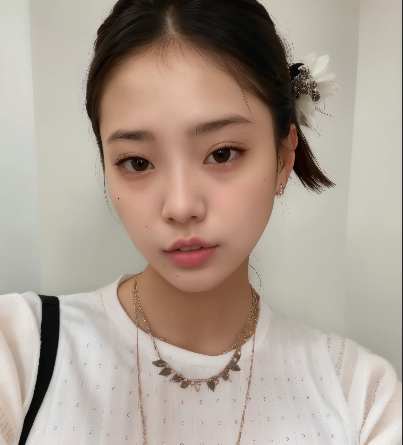 Hay una mujer con un collar y un collar con una flor., Blackpink Jennie, Heonhwa Choe, Korean symmetrical face, Shin Min Jeong, Jinyoung Shin, Taejune Kim, Asian face, Joven y adorable rostro coreano, Seseon Yoon, Lee Ji - Eun, Parque Ji-min, Lee Ji-eun, Gongbi