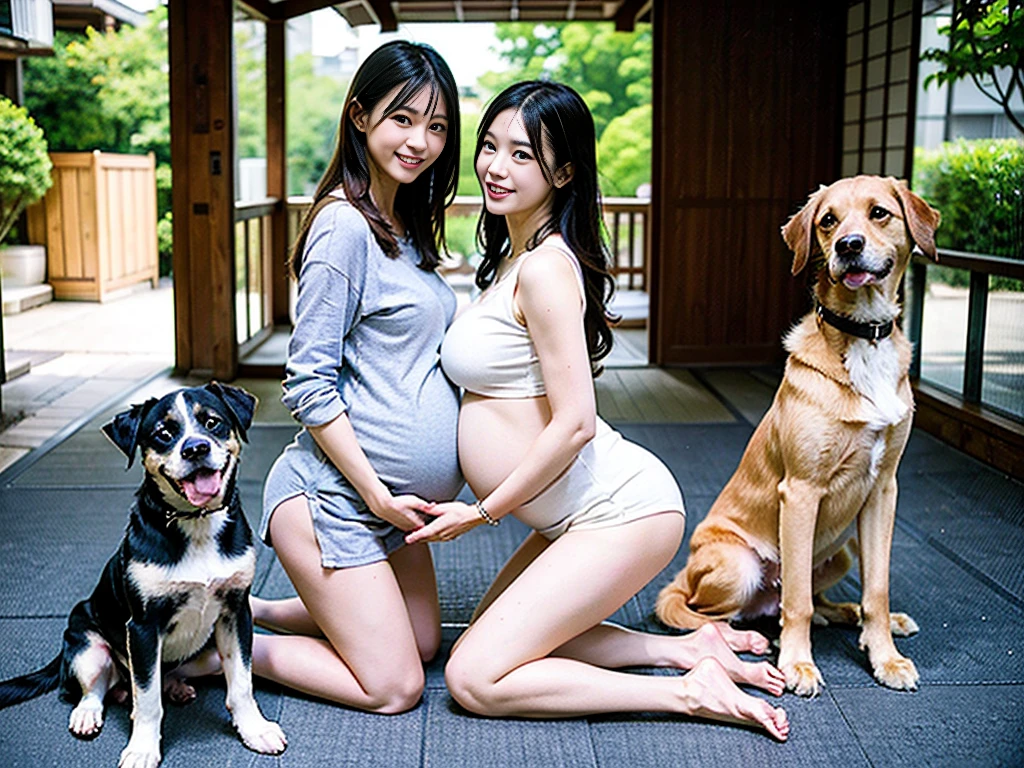 (DVD jacket front and back covers、5・5)、(Front shot/sideshot)、(stand up/all-fours)(1Pregnant Woman、1a Dog)、8K, 超A high resolution, Best Quality, masutepiece:1.2)、8K、Great Dane rides pregnant Japanese woman on all fours、pregnant woman mating with dog、Copulation of a black-haired girl and a Grandaine dog,shyly smile,7 months pregnant,Pregnant woman meets Grandaine dog,Pregnant woman looking at dog,Commemorative photo taken with a pregnant woman and a Grand Dane dog in Japan、(NSFW)