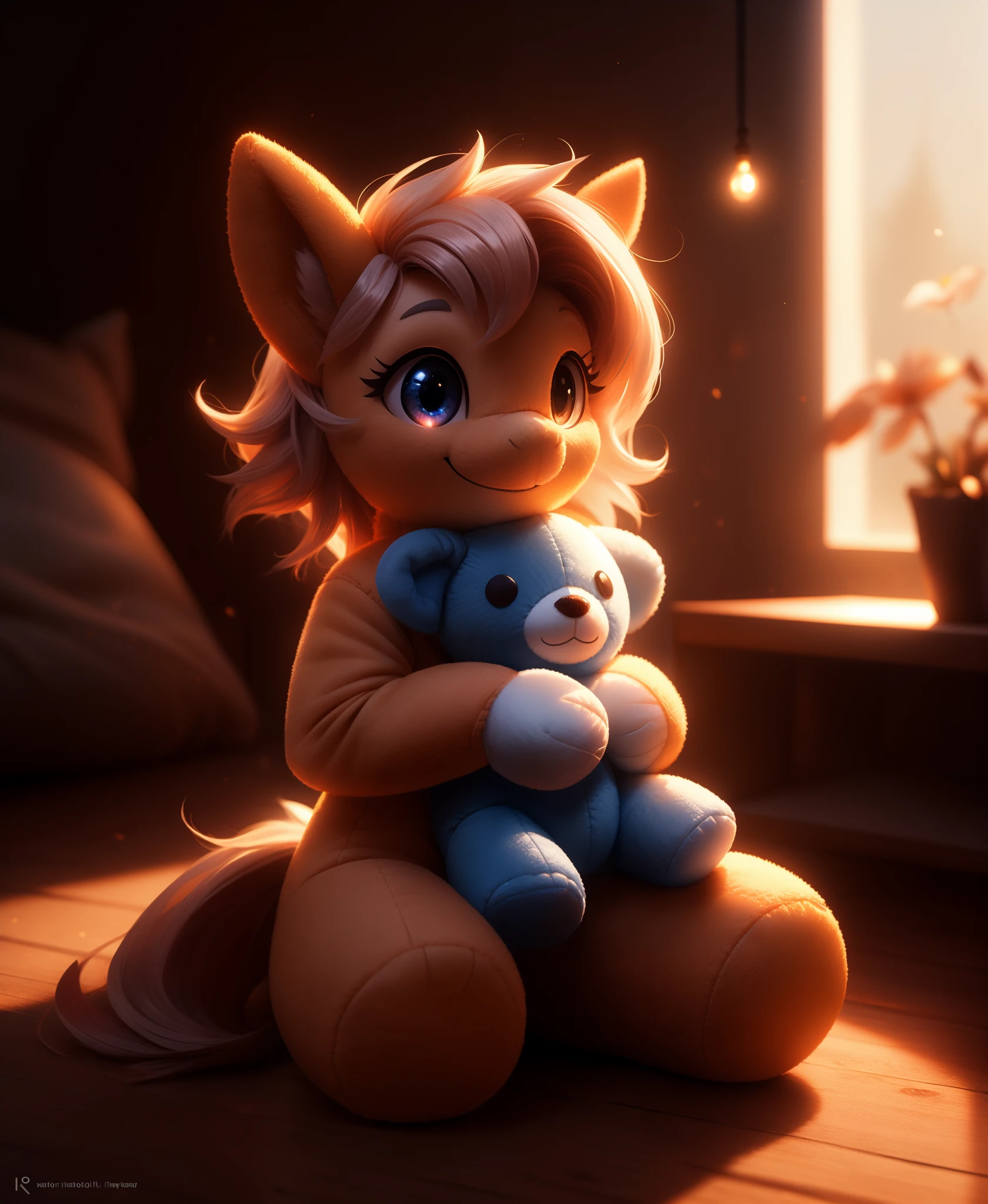 score_9, (irl), photo, ((plushie)), solo, pony luna, full body, smiling, detailed fur, anatomically correct, ear fluff, cinematic lighting, soft shadows, artstation, digital illustration, detailed, sharp, smooth, vibrant colors, smooth gradients, depth of field, photo background