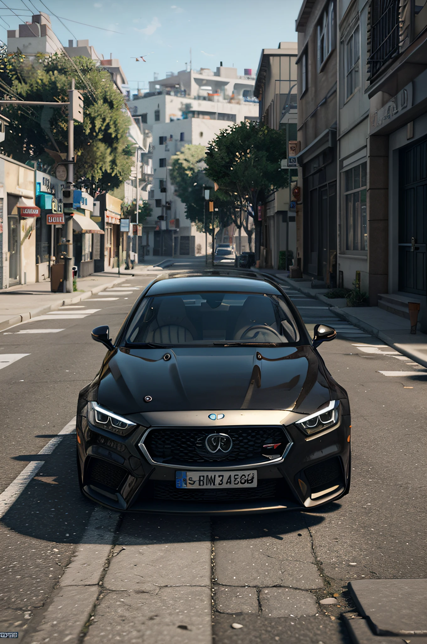 image de synthese de gta 6 avec une belle voiture un decors au style tres realistes
