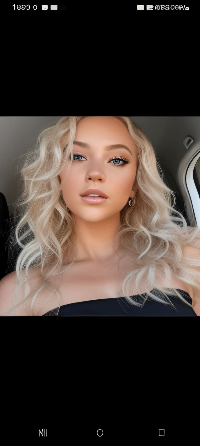 Frau mit blonden Haaren und einem schwarzen Top, blasse Haut, lockiges blondes Haar, her hair is white, White curly hair, curly white hair, perfect white haired girl, silbernes lockiges Haar, unordentliches, wavy white hair, Sydney Sweeney, blondes und silbernes Haar, Brunette with blonde dyed hair, a girl with blond hair, lockiges blondes Haar, gesampt porte, nackt, leg open,