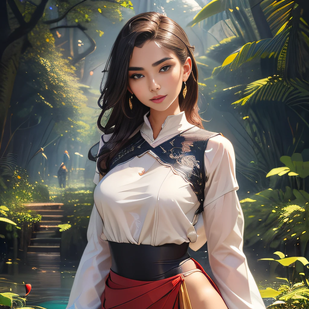 (Extremely detailed 8k wallpaper:2), (photo:2), (soigne Beautiful girl:2), (gives a lecture to friends:2), detailed (Face and eyes), (hyper realistic:1), (highly detailed:1), (epic realistic:1), rim light, (maximum details:1), cozy, (fullbody:1.3), (looking at viewer:2), (Woman's Attractive Qualities:2), (Attractive Woman:2), (Attractive:2), Smile, Intelligence, Empathy, Gracefulness, Sense of Style, Fitness, Grooming, Optimism, (Sensitivity:2), Sincerity, Romantic Gestures, Playfulness, Fashion Sense, (Sensuality:2), Charm, Modesty, Thoughtfulness, (Femininity:1), Flirtatiousness, Warmth, (Physical attractiveness:2), A beautiful smile, A love of life, strength and power, vulnerability, curiosity, wonder, love, (nature background:2), kawaii, waifu, Beautiful breasts, (attractive body:2), (Beautiful body:2), Beautiful pose, attractive pose, (Beautiful legs:1.0), (Beautiful clothes:1), (classic clothes:2), (elegant clothes:2), (European clothes:2), detailed clothes, (skirt:1), (blouse:1), (provocative pose)