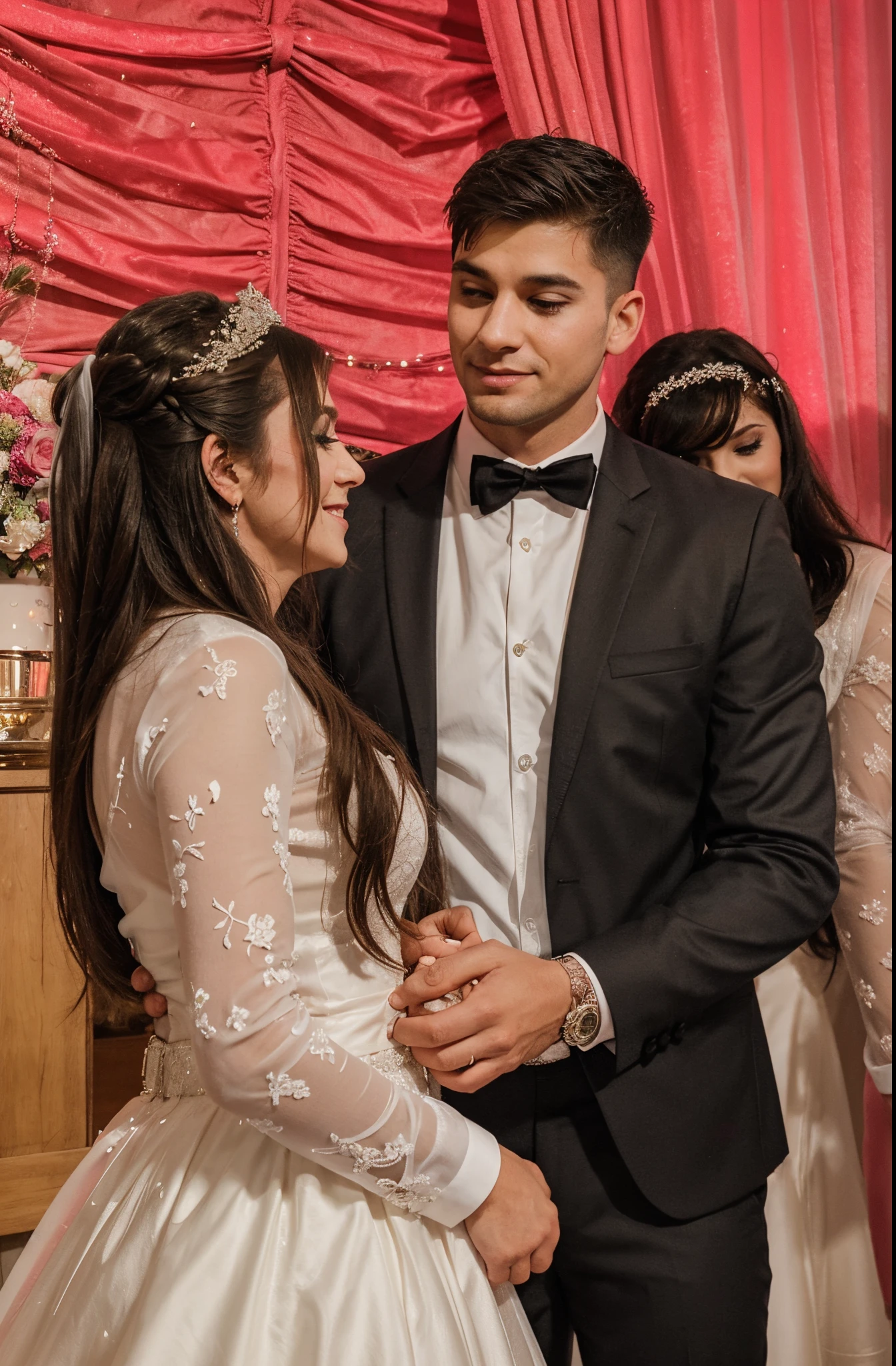 Sweethearts adore each other at their wedding
