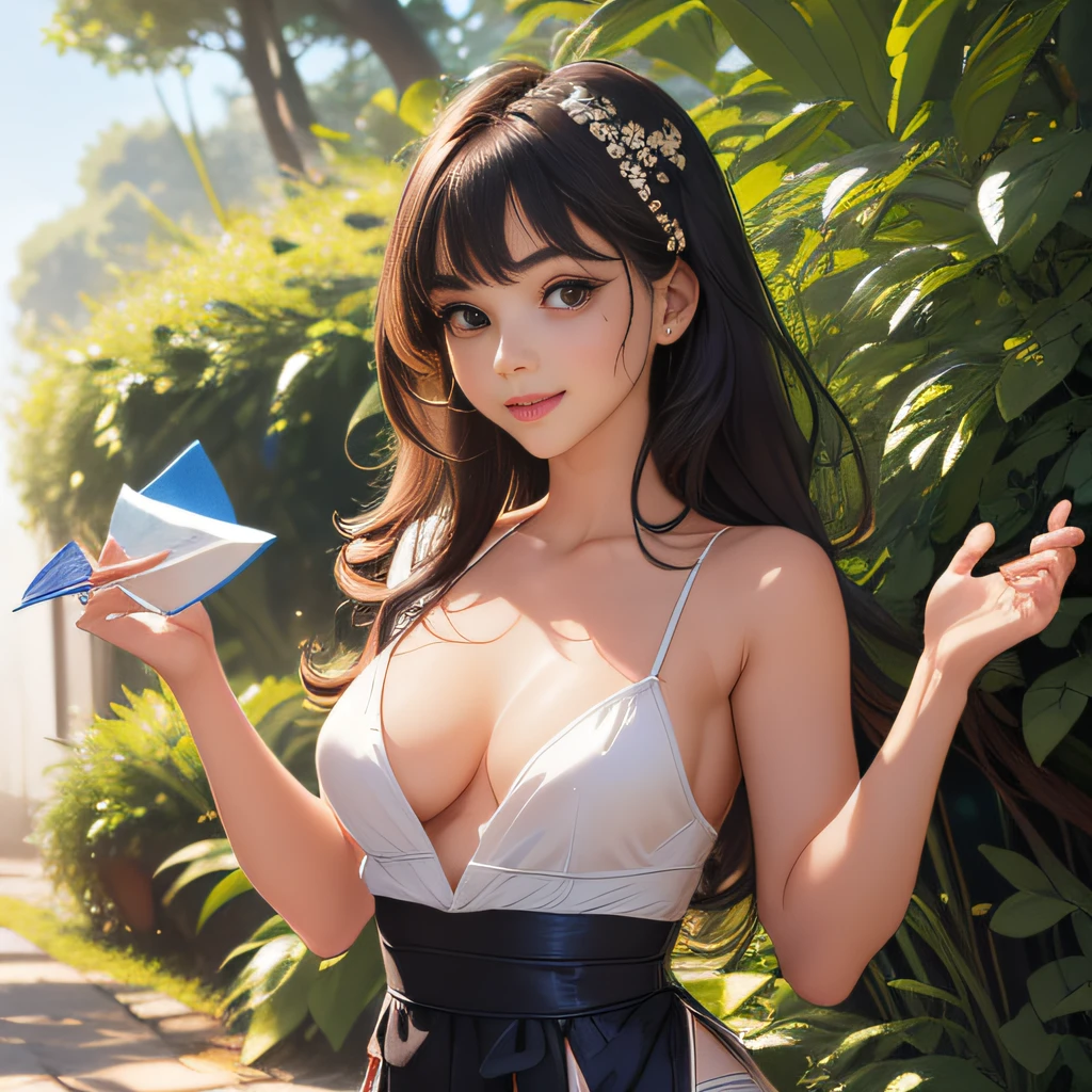 (Extremely detailed 8k wallpaper:2), (photo:2), (soigne Beautiful girl:2), (gives a lecture to friends:2), detailed (Face and eyes), (hyper realistic:1), (highly detailed:1), (epic realistic:1), rim light, (maximum details:1), cozy, (fullbody:1.3), (looking at viewer:2.0), (Woman's Attractive Qualities:2), (Attractive Woman:2), (Attractive:2), Smile, Intelligence, Empathy, Gracefulness, Sense of Style, Fitness, Grooming, Optimism, (Sensitivity:2), Sincerity, Romantic Gestures, Playfulness, Fashion Sense, (Sensuality:2), Charm, Modesty, Thoughtfulness, (Femininity:1), Flirtatiousness, Warmth, (Physical attractiveness:2), A beautiful smile, A love of life, strength and power, vulnerability, curiosity, wonder, love, (nature background:2), kawaii, waifu, Beautiful breasts, (attractive body:2), (Beautiful body:2), Beautiful pose, attractive pose, (Beautiful legs:1.0), (Beautiful clothes:1), (classic clothes:2), (elegant clothes:2), (European clothes:2), detailed clothes, (skirt:1), (blouse:1), (provocative pose)