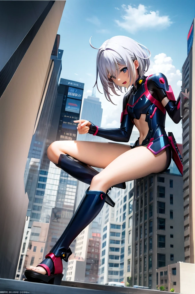(1boy, solo), (masterpiece:0.0), (official art,best quality:1.3), Ultra Detailed, sharp focus, full color, (beautiful detailed eyes:1.1), (Depth-of-field:1.0), (super fine-illustration:1.0), BREAK,
(boy:1.2), Shiny hair, short hair, shiny skin, (exposed skin:0.8), (Sparkling eyes:0.0), (loud laughter:1.1),
(mecha suit:0.8), looking away, (squat:0.5), (sitting:0.0),
(rampage:0.5), (destruction:0.0), skyscraper, city, gts, giantess, tailler than building, (full body shot:0.0), none