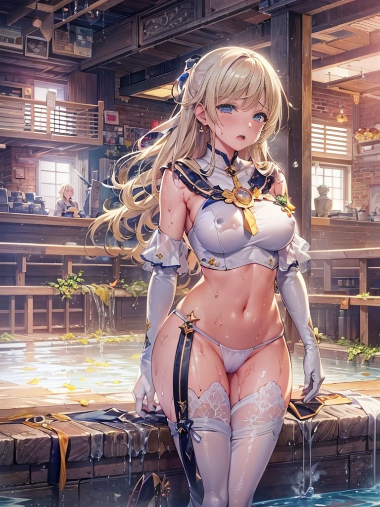 1girl in, lightsmile, Shiny skin, Best Quality, masutepiece, (Game CG:1.4), NSFW, Detailed beautiful face and eyes,爆乳、Lingerie with a small area, sailorvenus, I could feel the battle, Serious, Cowboy Shot、large full breasts、Full Moon Night、starrysky、((Best Quality)), (Ultra-detailed), (extremely detailed CG unified 8k wallpaper), Highly detailed, High-definition raw color photos, Professional Photography, ((Beautiful big breasts)), Amazing face and eyes, (Uniform with open chest), (See-through panties:1.2),、、 giantess art, a macro giantess, Crying expression　Opening Mouth　Squinting eyes　Jockey Boots　thrust out one's hip　Open your legs　laying on back　Full body painting　Put your hand on your crotch　Underarm is visible　Long boots below the knee　Raw feet　Open your crotch　bend knee　お漏らし　Yellow water flowing from the crotch　full of sweat　Leotards are wet and skin visible　Soaking in white slime　Pool full of white slime　indulge