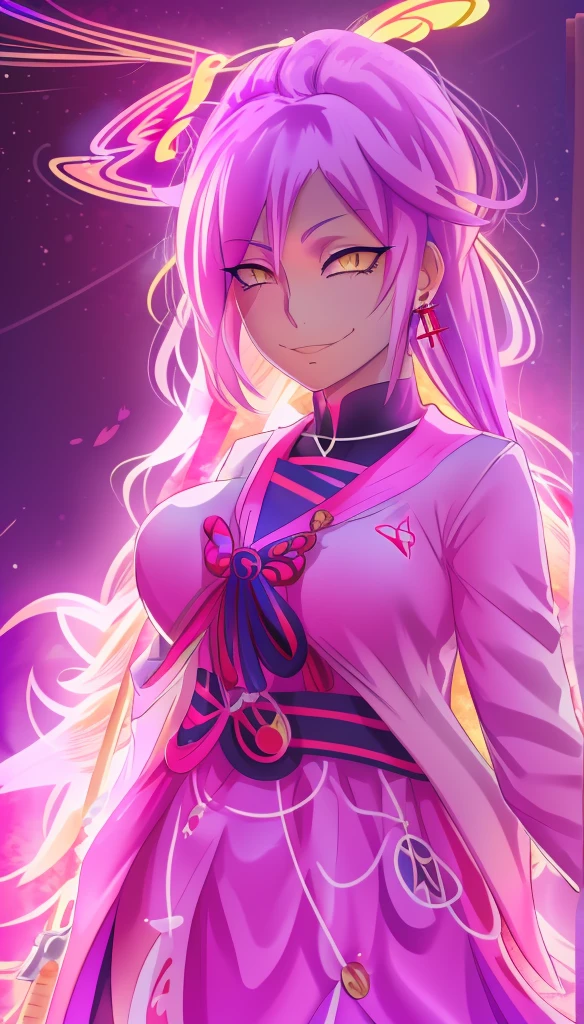 1girl, solo, looking at viewer, cowboy shot, hand arms full body,boots, standing,cute,breast, curvy, female,fantasy goddess,there is a cartoon picture of a woman with a very large breast, glowing divine being, glowing holy aura, inspired by Luma Rouge, the non-binary deity of spring, ethereal rainbow nimbus, the butterfly goddess of fire, inspired by Mariel, glowing aura around her, astral wind, as the goddess of the saturn, “uwu the prismatic person, big breast, serious, beautiful eyes, , full body, walking, long robe, long dress, ,priestess ,holy, smile, god rays, ray tracing, sparkle, cinematic lighting, UHD, retina, masterpiece, ccurate, anatomically correct, textured skin, super detail, high details, high quality, award winning, best quality, highres, 1080P, HD, 4K, thunder aura, light aura,full, snak staff,closed mouth,#anime #character #re:creators #magane chikujoin Trigger Words: chikujoin magane sharp teeth single braid school uniform serafuku pleated skirt thighhighs gloves earrings Version No.:, long skirt, sharpteeth smile