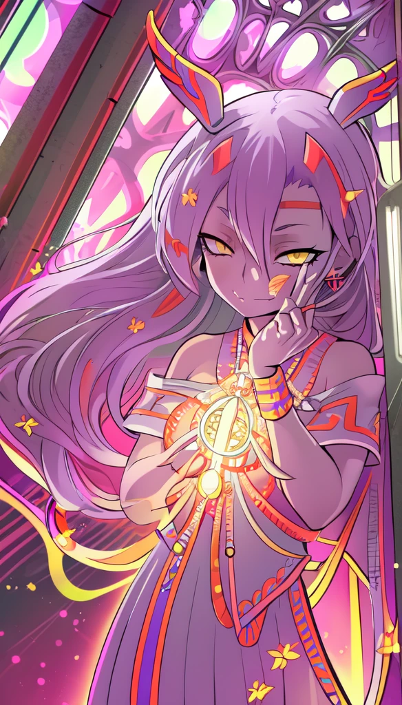 1girl, solo, looking at viewer, cowboy shot, hand arms full body,boots, standing,cute,breast, curvy, female,fantasy goddess,there is a cartoon picture of a woman with a very large breast, glowing divine being, glowing holy aura, inspired by Luma Rouge, the non-binary deity of spring, ethereal rainbow nimbus, the butterfly goddess of fire, inspired by Mariel, glowing aura around her, astral wind, as the goddess of the saturn, “uwu the prismatic person, big breast, serious, beautiful eyes, , full body, walking, long robe, long dress, ,priestess ,holy, smile, god rays, ray tracing, sparkle, cinematic lighting, UHD, retina, masterpiece, ccurate, anatomically correct, textured skin, super detail, high details, high quality, award winning, best quality, highres, 1080P, HD, 4K, thunder aura, light aura,full, snak staff,closed mouth,#anime #character #re:creators #magane chikujoin Trigger Words: chikujoin magane sharp teeth single braid school uniform serafuku pleated skirt thighhighs gloves earrings Version No.:, long skirt, sharpteeth smile
