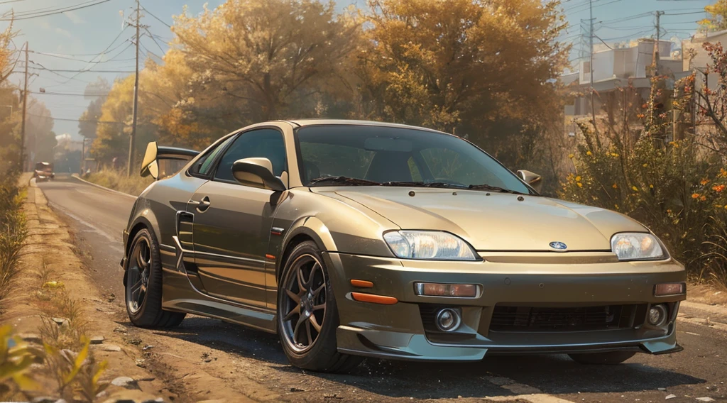 TOYOTA, MR2, (country road:1.2), Dust, top-quality, unparalleled masterpiece ever, Ultra-realistic 8KCG, the Extremely Detailed CG Unity 8K Wallpapers、erfect artwork, Feeling of sprinting,