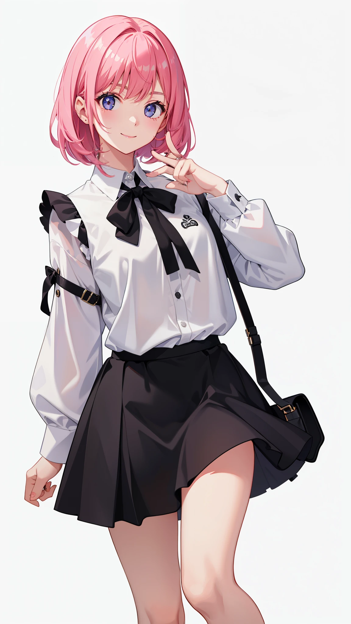 1girl in、virgin、imagem 4k、A smile、The shirt、Blouse、（paler）skirt by the、（small tits）Chilarism、movement、