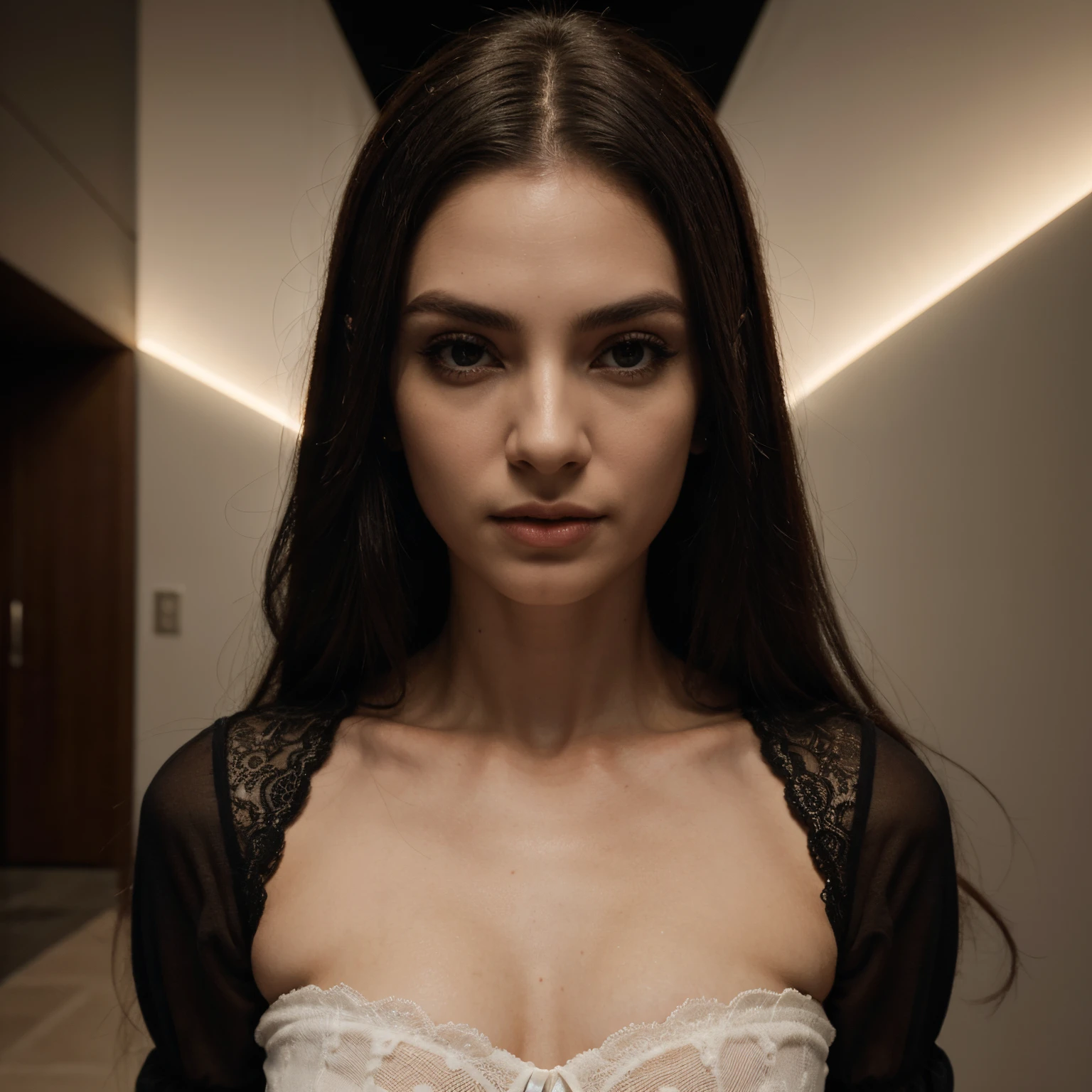 Insanely detailed photograph of a gorgeous vampire alien woman, Renascimento, longos cabelos brancos, intrincados olhos brancos, genial, Ethereal, hiperdetalhado, 32k resolution, dynamic lighting, umbigo coberto, hiper detalhado, intrinsecamente detalhado, trending on ArtStation, terno de luxo branco, Volumetric lighting, BalenciagaStyle