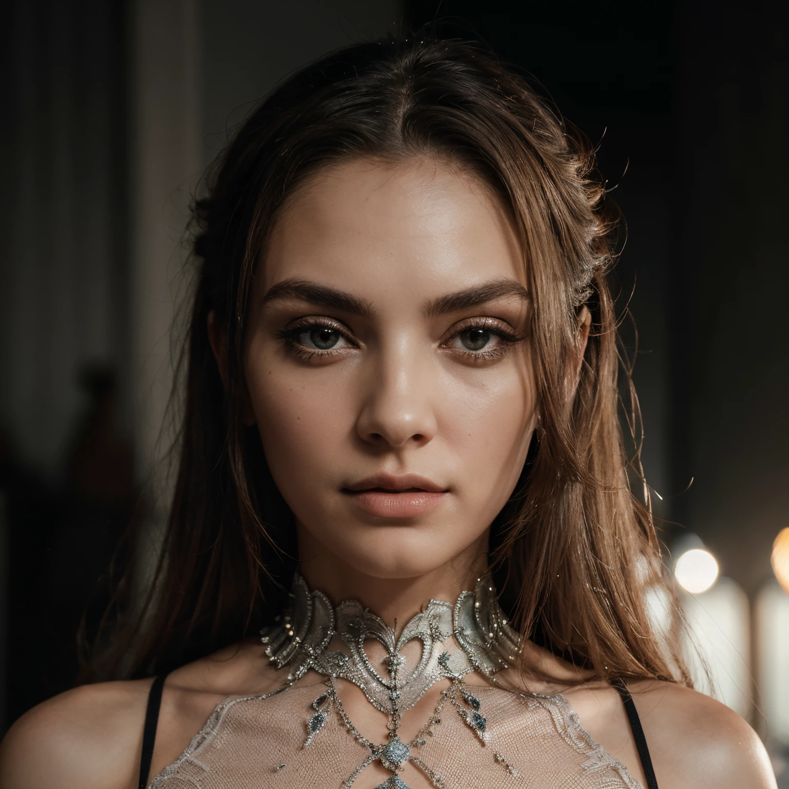 Insanely detailed photograph of a gorgeous vampire alien woman, Renascimento, longos cabelos brancos, intrincados olhos brancos, genial, Ethereal, hiperdetalhado, 32k resolution, dynamic lighting, umbigo coberto, hiper detalhado, intrinsecamente detalhado, trending on ArtStation, terno de luxo branco, Volumetric lighting, BalenciagaStyle