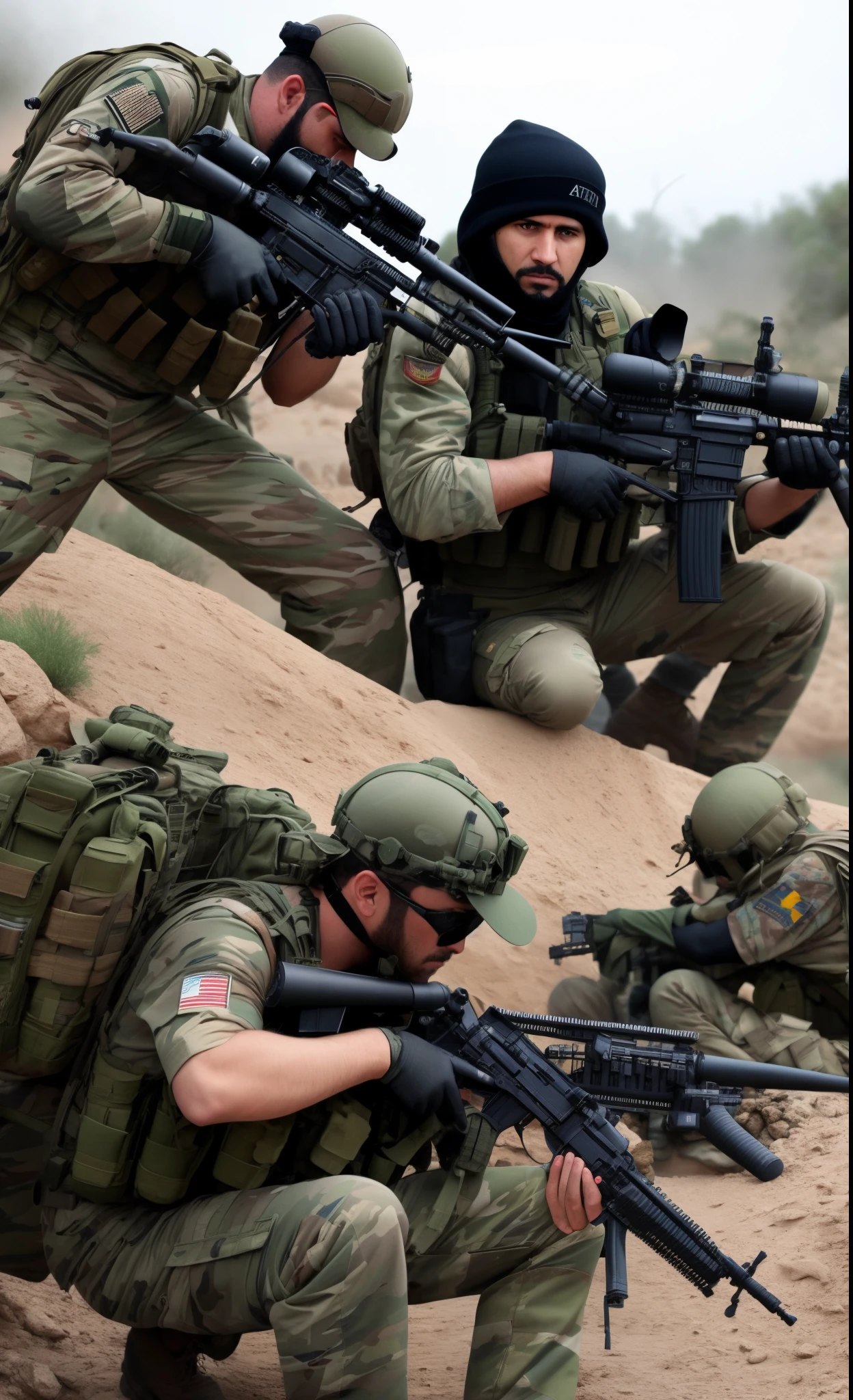 Soldiers with modern equipment take on terrorists