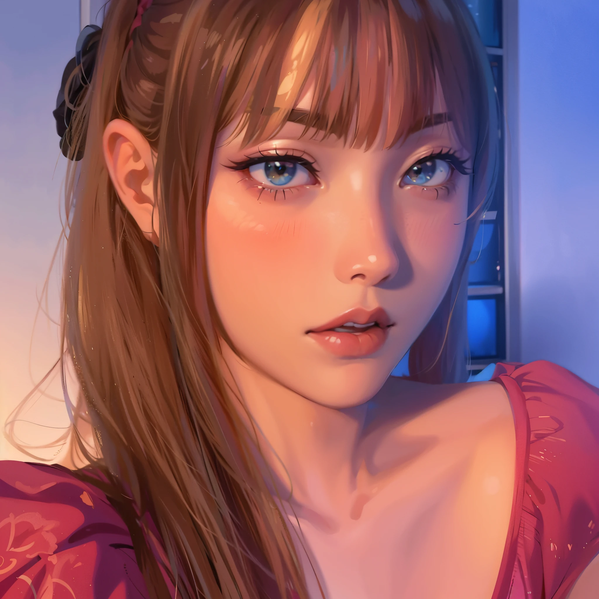 a close up of a woman with long hair wearing a pink dress, lalisa manobal, lalisa manoban of blackpink, chiho, jossi of blackpink, the hime cut, shikamimi, roseanne park of blackpink, ulzzang, with bangs, belle delphine, pink twintail hair and cyan eyes