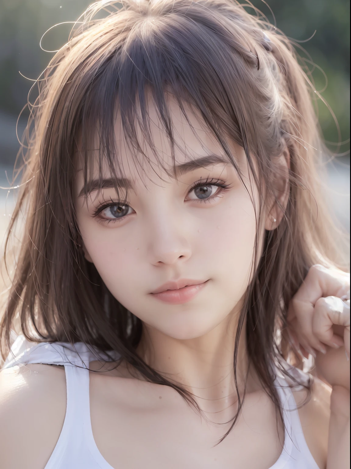 dressed, (photo realistic:1.4), (hyper realistic:1.4), (realistic:1.3),
(smoother lighting:1.05), (increase cinematic lighting quality:0.9), 32K,
1girl,20yo girl, realistic lighting, backlighting, light on face, ray trace, (brightening light:1.2), (Increase quality:1.4),
(best quality real texture skin:1.4), finely detailed eyes, finely detailed face, finely quality eyes,
(tired and sleepy and satisfied:0.0), face closeup, t-shirts,
(Increase body line mood:1.1), (Increase skin texture beauty:1.1)
