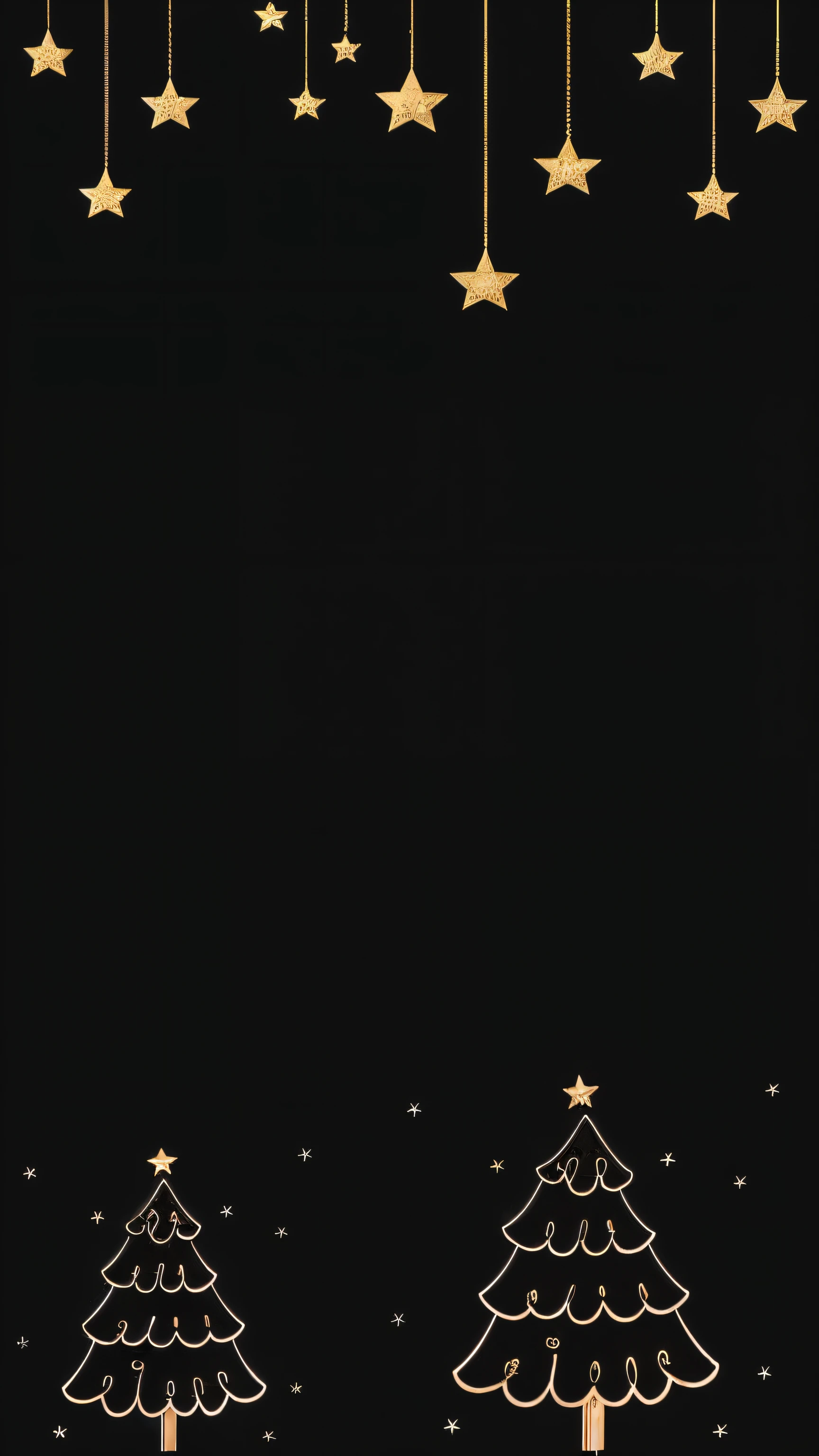 Close-up of a Christmas tree with gold stars on a black background, Stars on black background, phone background, phone wallpaper, Black sky with stars, Starred, Zoom out very far, iphone background, stars on background, Black background Pinterest, Minimalist wallpapers, Black flat background, iphone wallpaper, Dark and stars on background, shooting star in background