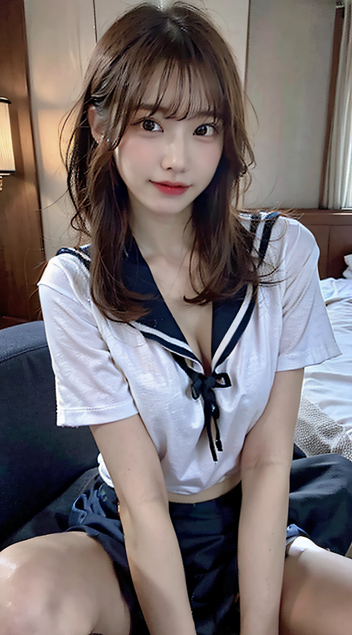 Skirt is made of navy blue fabric