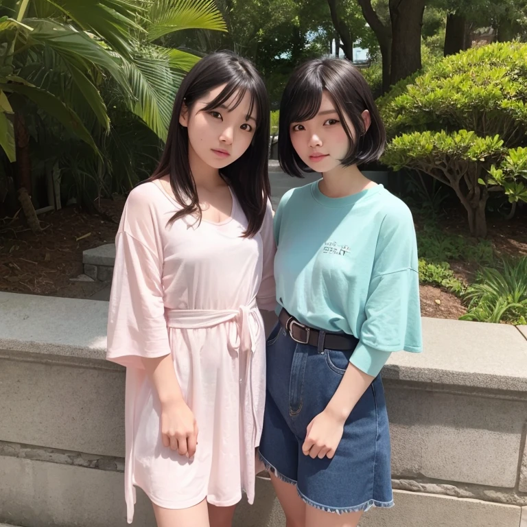1girl in, 22year old, gradient, up looking_で_viewer, Black_hair, Solo by JM, Yoshiko Akishino, Shorthair, sisterhood, a park