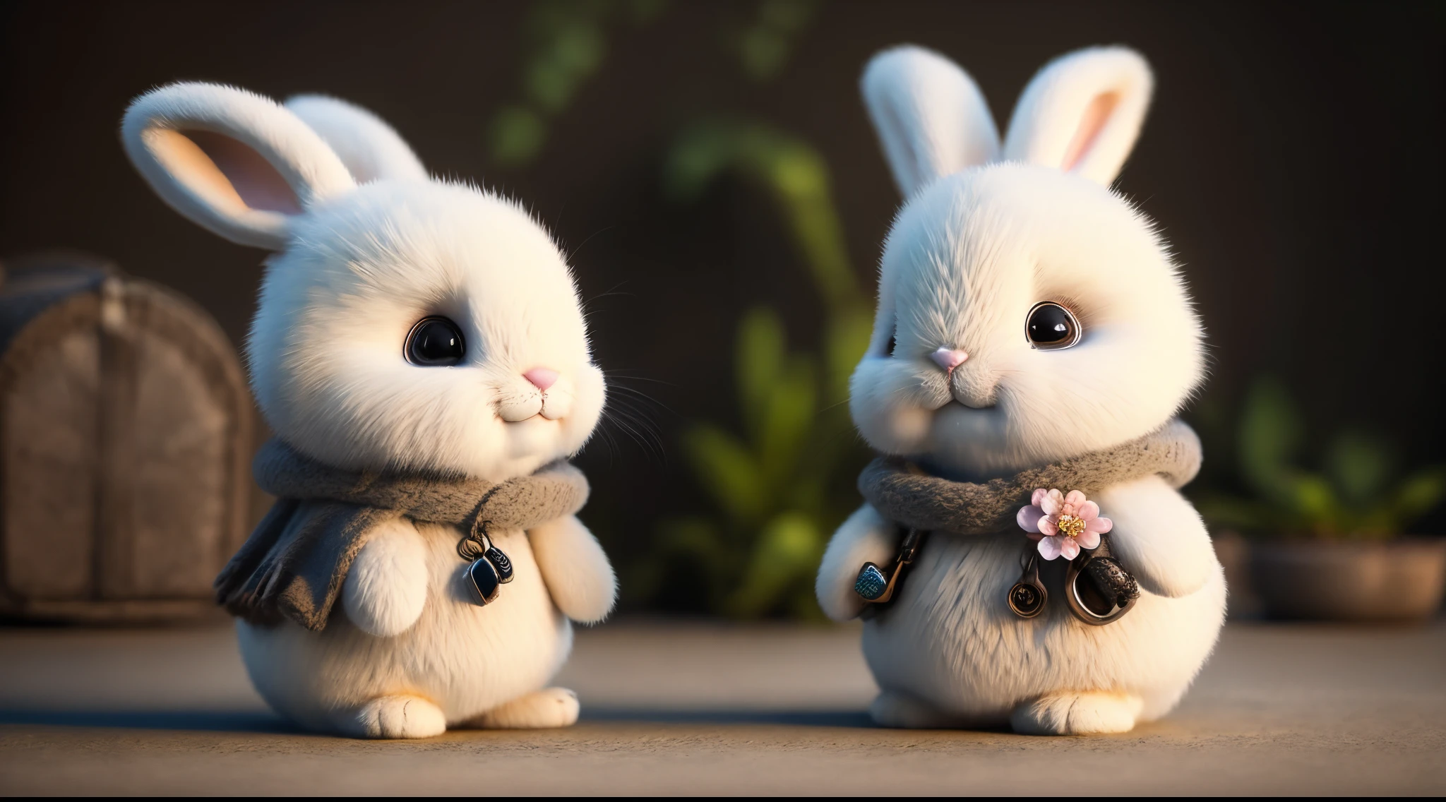 bunny, blur, bunny, flower, nature, no_humans, depth of field, to8contrast style, DARK_Glam, wearing DRK_Glam, deep shadows, (dark: 1.4), (8k, RAW photo, best quality, masterpiece: 1.2)