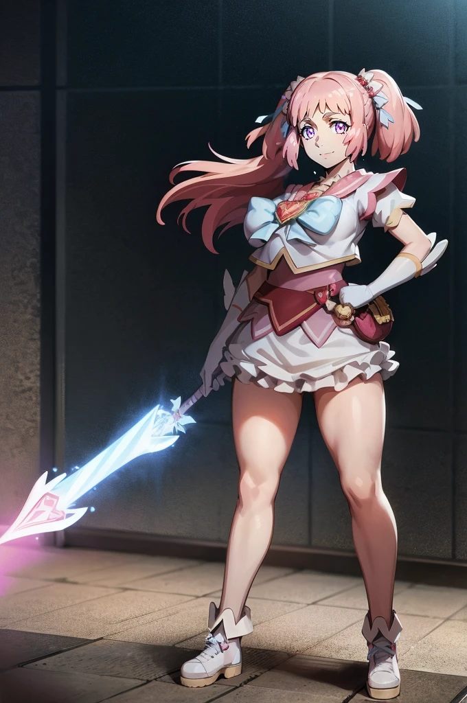 masterpiece, best quality, indoors, mamikafairy, 1girl, solo, looking at viewer,, hand arms full body,boots, standing,cute,breast, curvy, female,fantasy goddess,there is a cartoon picture of a woman with a very large breast, glowing divine being, glowing holy aura, inspired by Luma Rouge, the non-binary deity of spring, ethereal rainbow nimbus, the aura goddess of fire, inspired by Mariel, glowing aura around her, astral aura, as the goddess of the sun, “uwu the prismatic person, big breast, serious, beautiful eyes, , full body, walking, long robe, long dress, ,priestess ,holy, smile, god rays, ray tracing, sparkle, cinematic lighting, UHD, retina, masterpiece, ccurate, anatomically correct, textured skin, super detail, high details, high quality, award winning, best quality, highres, 1080P, HD, 4K, thunder aura, light aura,full, snak staff,closed mouth, huge breast, curvy, bimbo,standing, happy, smiling,