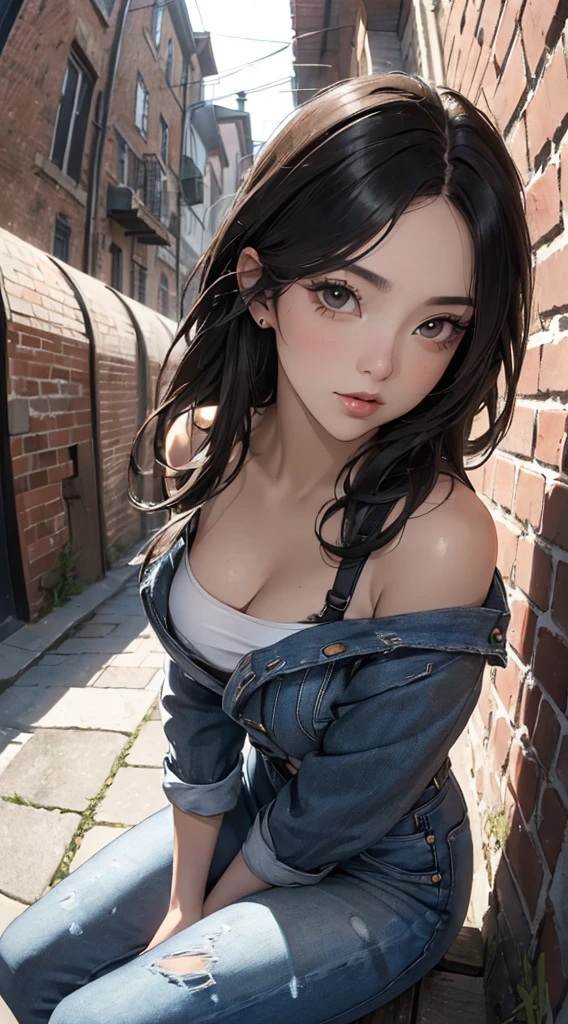 (masutepiece: 1.3), (max resolution: 1.2), (Ultra HDTV: 1.2), cinematric light, 8K resolution, Detailed eyes and skin, detailed facial features, Perfect limbs、Perfect fingers、Anatomically accurate body, Fingers in natural shape, Realistic texture, (Sharp Focus: 1.2), (Focus on Face:1.2), Perfect Style, (Beautiful face, kawaii eyes, Clear eyes), acurate, Anatomically correct, ノ Highly detailed facial and skin texture, Detailed eyes, Double eyelids, Thin eyebrows, Glitter Eyeliner: 1 Natural cheeks, Glossy skin, Fair skin: 1.2, (Glossy lips: 1.4), (Shy look: 1.2),Highly detailed facial and skin texture, Detailed eyes, Double eyelids, Natural cheeks, ,shiny lips: 1.4, (#Slim waist), cleavage of the breast, Full body like, (red blush, embarrassed from:1.1), (shiny lips: 1.2), (Soft breasts, Firm chest, huge udder, cleavage of the breast:1.3), red blush、embarrassed from, Public display of sexual activity, Dressing, Neat and clean woman, 20yr old、 1 persons, sexual excitement, bangs flowing diagonally, Brown hair, (denim jackets、Pink ruffled skirt、white lace tops)、cafes、coffee、friend、a smile、Chatter、