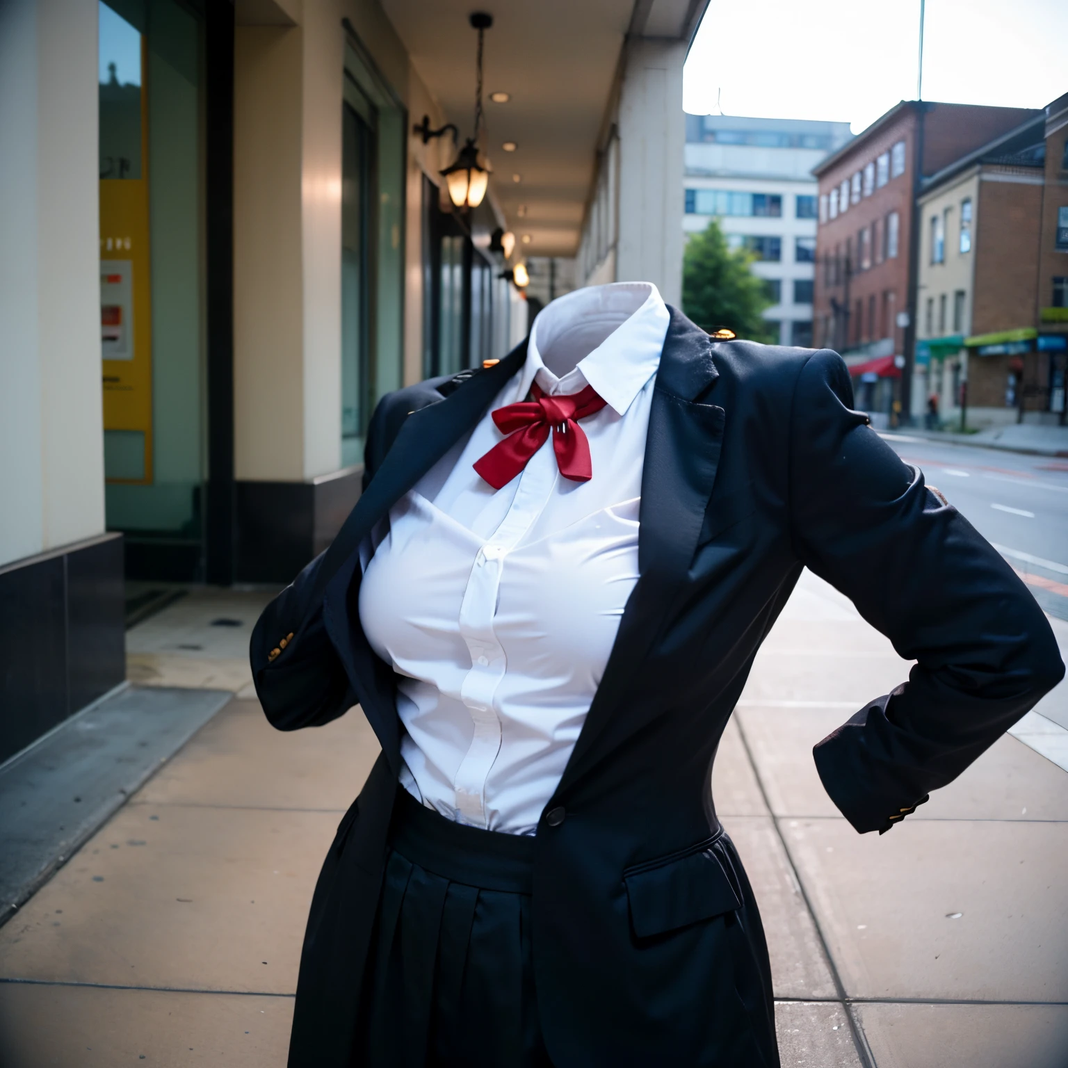 chubby, fat, school uniform, school tie, going home from school, (sopping clothes), (Swayback stance, Seductive pose), (invisible:1.5, no humans:1.5, headless:1.5, faceless:1.5), (cute big breasts), (8k, RAW photo, best quality, masterpiece:1.2), (realistic, photo-realistic:1.37), photon mapping, radiosity, ((Hasselblad photography)), physically-based rendering