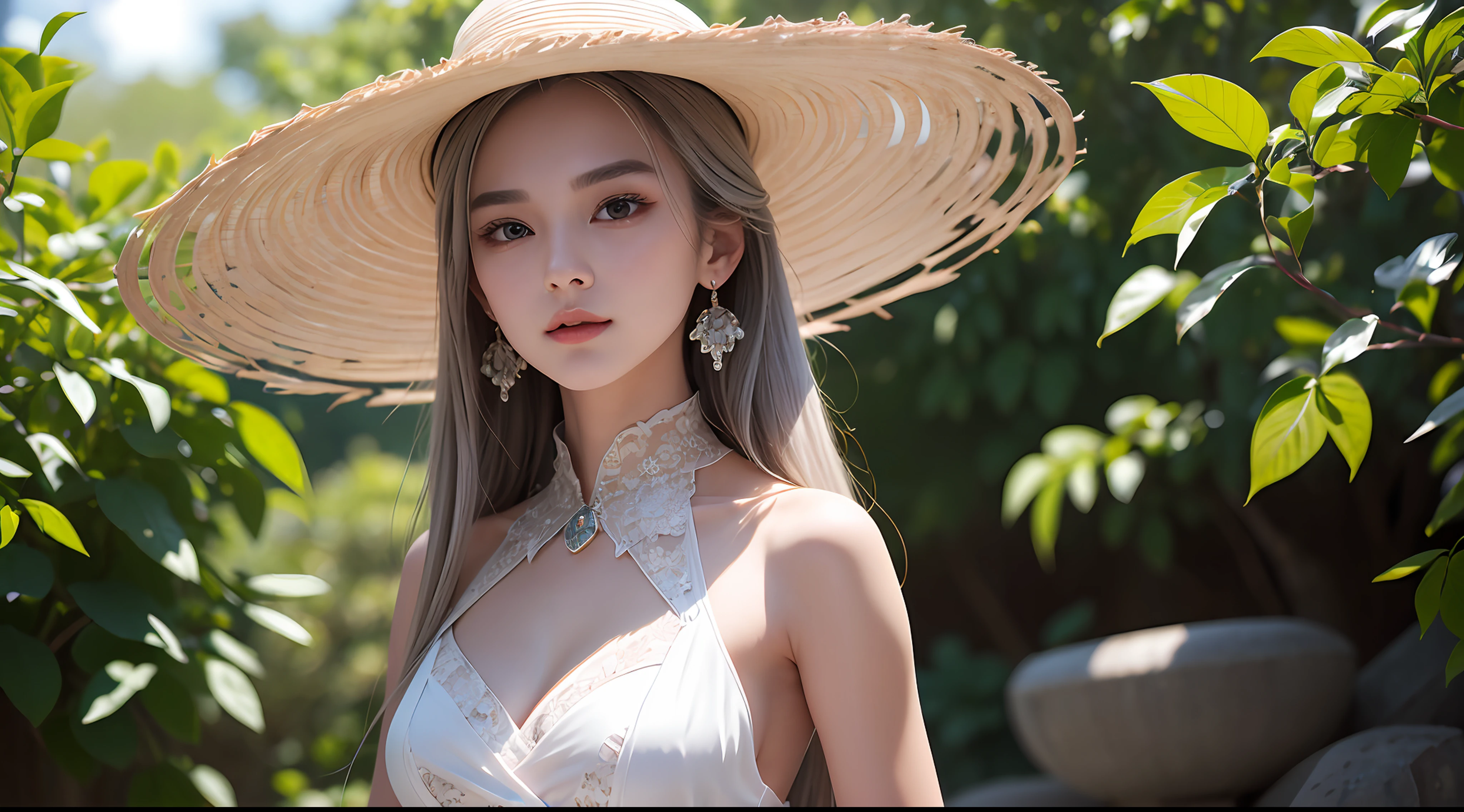 1girl, witch, witch hat, sexy, white, magic, soft light, blond, cleavage, breast