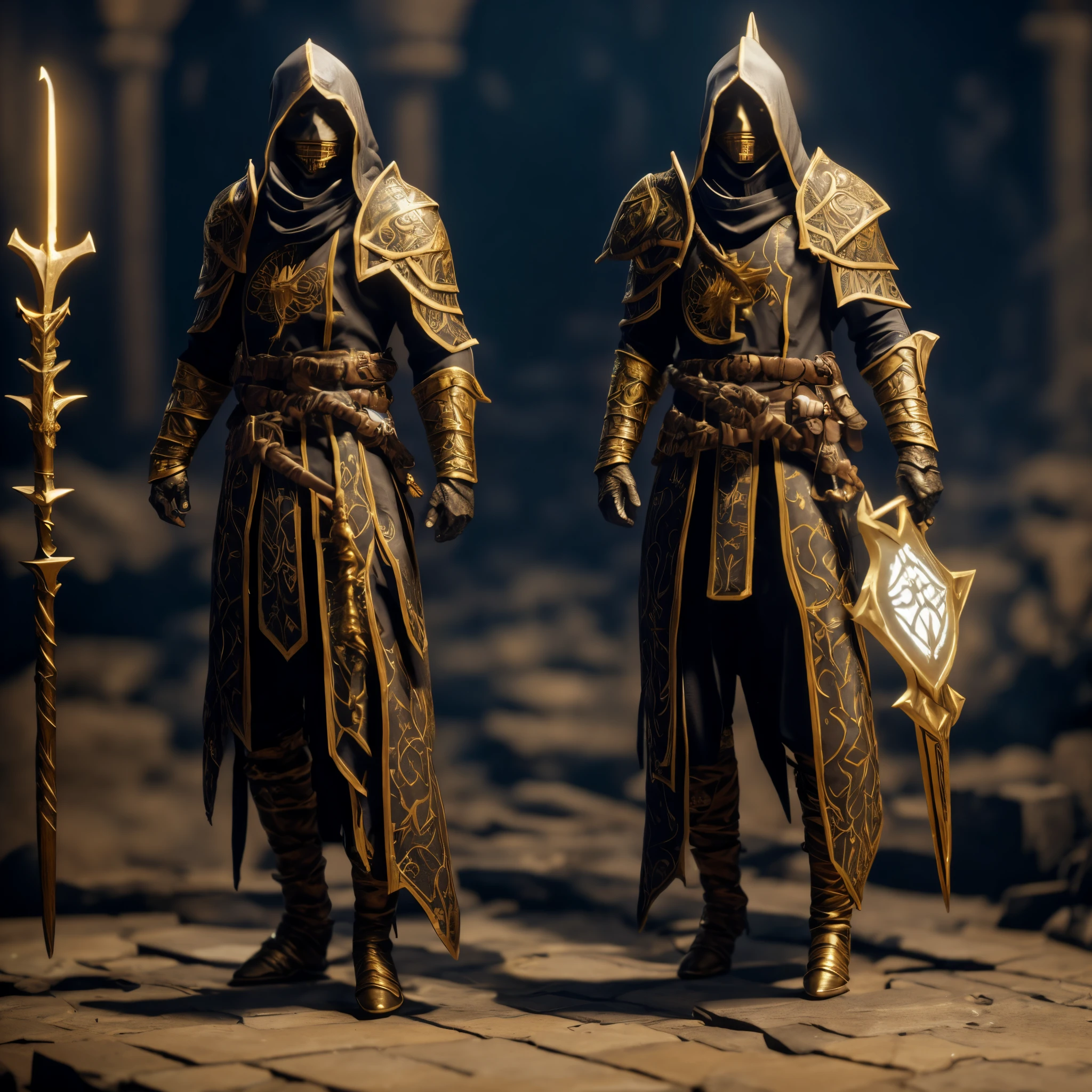 A forsaken wandering templar with golden magic
