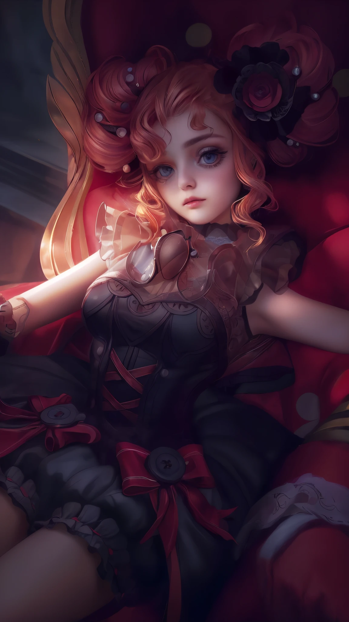 Harle (Chrono Cross), Tsukuyomi (Chrono Cross), (((harle))), (((Chrono Cross))) <lora:HarleChronoCross0:1>,PPlay, PPUp,PPDown,PPB, small breast, light pink nipples, small nipples, very small areola,((jester hat)), detailed face,incredibly detailed and intricate,intricately-detailed, highly detailed,sharp-focus,exquisite detail,best_quality:1.3), (ultra_detailed:1.3), 8k, extremely clear,intrincate, highly detailed,sharp-focus,(best quality:1.3),(masterpiece:1.1),(illustration:1.2),(ultra-detailed:1.2),full body,((white facial paint)),((lying on bed)),(((light pink spherical pompon by the ears))),((thick eyelashes)),
(((red iris))),(((red lips))),(glowing eyes),expressive eyes,perfect skin, pale skin, ((luscious lips)),((glossy lips)), (beautiful bright pupils)), slender figure, intricate eyes,(((detailed pupils))),(perfect hands:1.2),beautiful detailed eyes,accurate eyes, extremely detailed vagina,
a beautiful perfect face, perfect eyes,stunning innocent symmetry face,beautiful detailed face, detailed face,flawless face, clear face,detailed face and eyes,pretty face,(((innocent face))),((white facial paint)),(((red iris))),(((red lips))),glowing eyes,expressive eyes,perfect, skin pale skin,luscious lips,glossy lips, beautiful bright pupils, slender figure, intricate eyes, detailed pupils,stunning innocent symmetry face hand of Guido Daniele,beautiful detailed eyes,(Extremely detailed background:1.1),(flowers:1.2),(bed), elegant hotel room,((1girl)),((solo)),((nude)),((naked)),(undressed:1.3),(showing vagina:1.2),(perfect hands:1.2),Balustrades on balcony,(((harle exact face))),((no shirt)),((naked torso)),(((restore face))),(((solo))), extremely detailed vagina,(((ultra detailed face))),cute face, cutest face,(((intrincate beautiful translucent stocking))),((highly detailed body)),((((perfectly detailed face)))),((super cute face))),(((tender face))),((((some blonde braids sticking out from under the hat)))),blonde braids,((braids with red ribbons)),((full body on frame)),(((intrincate beautiful translucent stocking))),(red ribbons on stockings),((intricate embellishments on stockings)),(((slender legs))),((slim legs)),(((very fair skin))),(((light reflections in the eyes))),(((sweet face))),highly realistic,ultra-realistic, hyperrealistic,realism,(photorealistic:1.3),photography,cinema photography,Ultrarealistic 8K,100 mm, Canon EOS 400D, DSLR, photorealist, iPhone camera, 4K, FKAA, TXAA, RTX, CGI, VFX, uhd,colorful,(((bra)))),brasiere