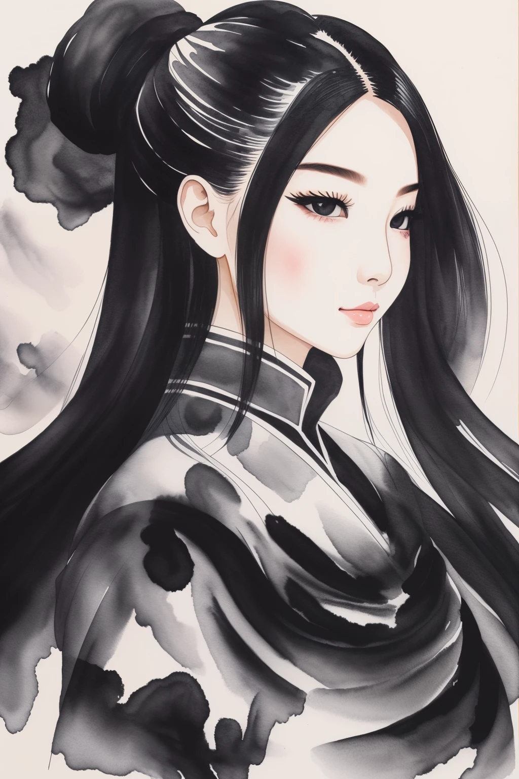 Young beauty，China ink painting，beautiful appearance --auto --s2