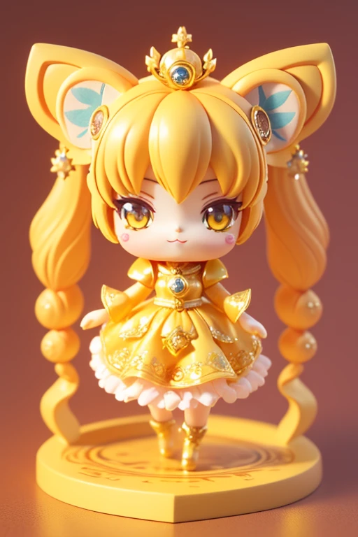 rendered,Cute Baby Chibi Anime,(((Super masterpiece、top-quality、ultra - detailed、1 girl in、tchibi:1.5)))、fashion chibi essentials, Best Quality, 1girl in, Drill Hair, twin drills, (Yellow eyes:1.2), Brown gloves, corsets,, Fingerless gloves, Smile, magical little girl, bombshell bikini, coverd nippple, breasts, npclearly, clearly , Hidden Private, skyporn,