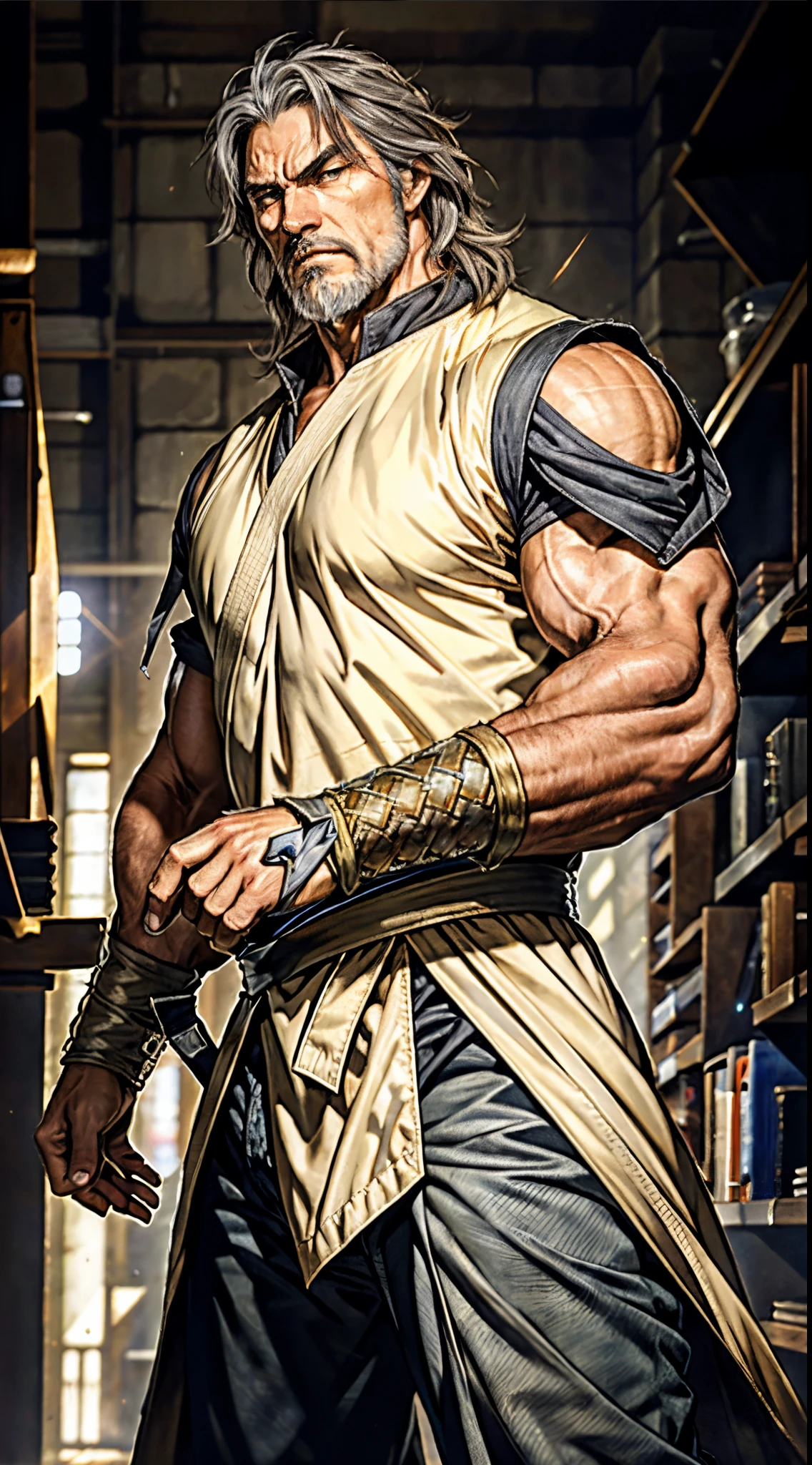 Crie sprites 2d de assets de um heroi, at various angles, he will be a mix of Hercules from Marvel Comics and Kratos from the God of War series of games, he wears a brown and red combat uniform, Coraggioso, determined, fair, but sometimes impetuous, 16K, best qualityer, fully body!