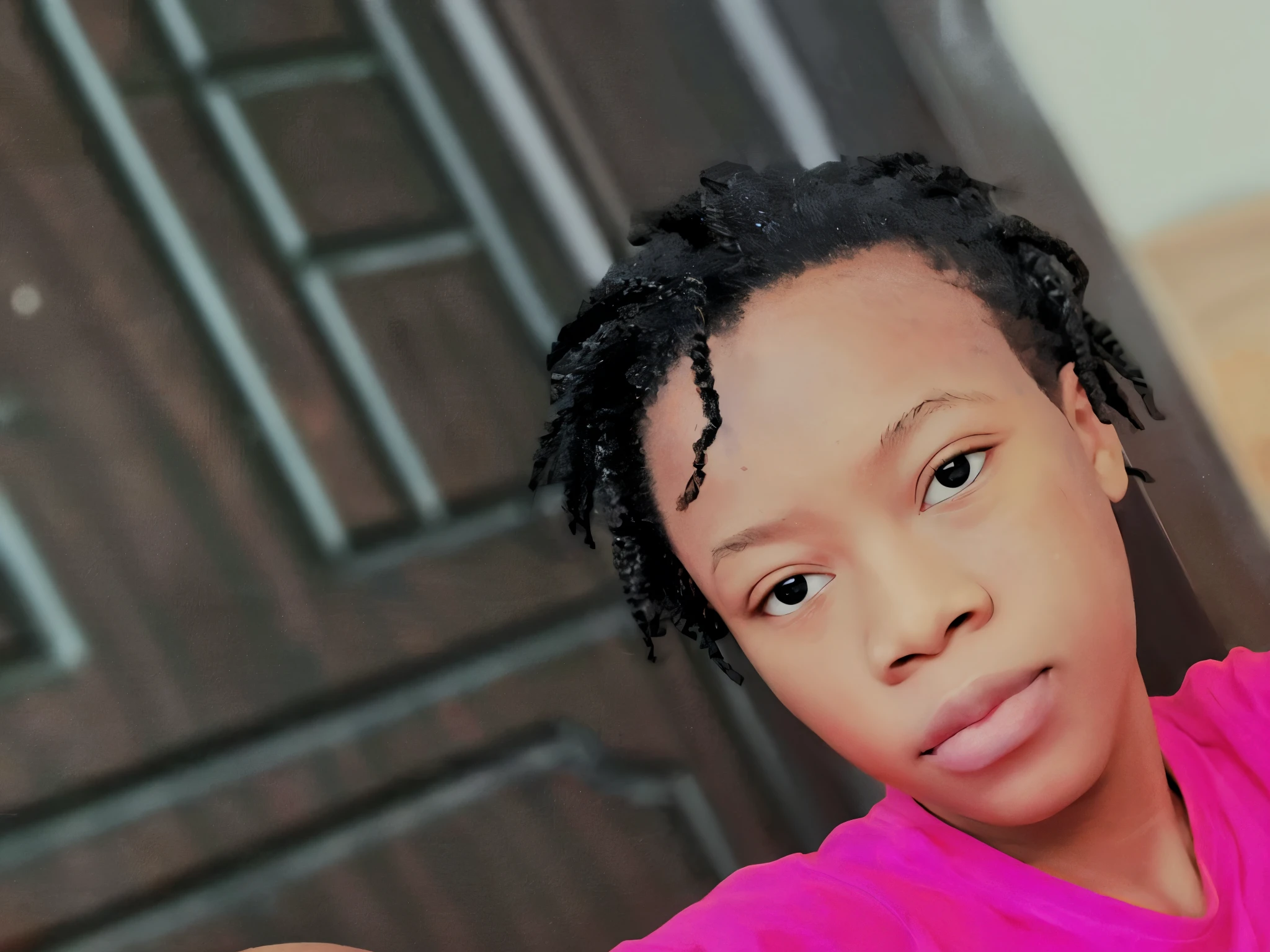 there is a young girl taking a selfie with her cell phone, taken in the early 2020s, she is about 1 6 years old, 18 years old, young female, 1 6 years old, by Chinwe Chukwuogo-Roy, looking frontal view, 2 2 years old, 2 3 years old, 21 years old