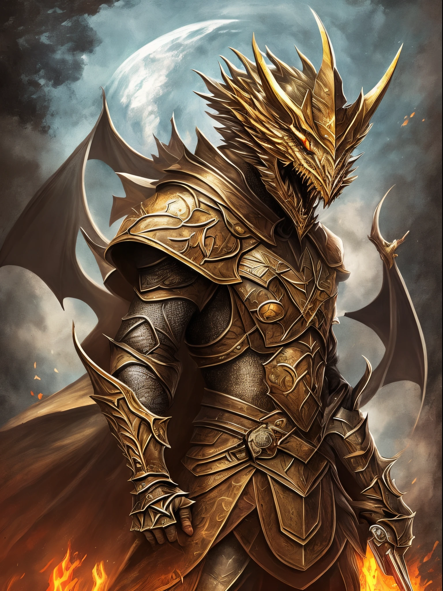 Two dragons dressed in armor and warring and with a frightening image.