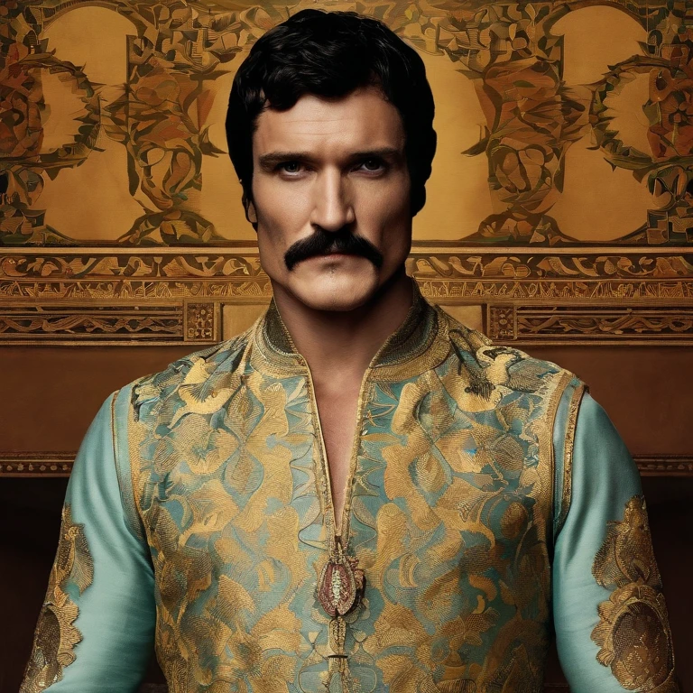 Oberyn is a tall man with black hair and a beard, famously portrayed by Pedro Pascal,Game of Thrones TV series,Oberyn is a tall man with black hair and a beard, famously portrayed by Pedro Pascal,face,photo