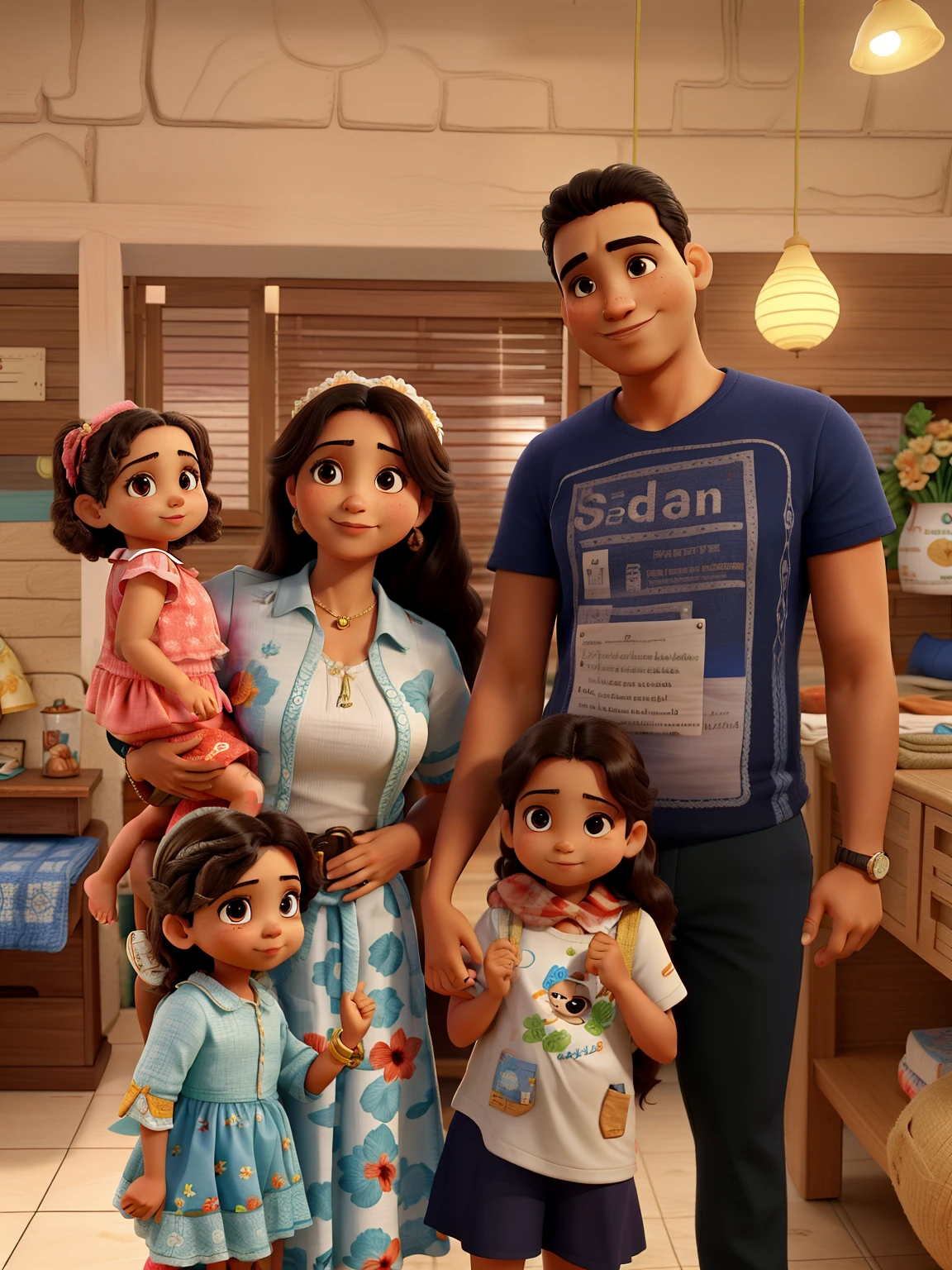 Uma familia de 4 pessoas, o pai, mother and two daughters, alta qualidade, melhor qualidade