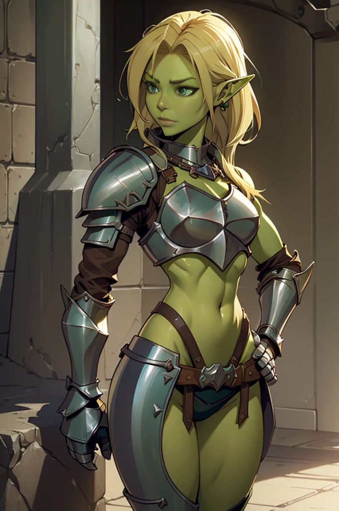   women,Seductive Armor, flat chest,muscular,Holding a weapon in hand,In town,white skin,Monster,long hair