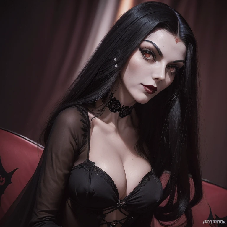4k, best quality, araffe woman in black dress with black hair and black gloves, Elvira in tattered clothes, villainess, angry dark-haired women, vampire queen, Morticia Addams, Raven black hair, Raven, gothic woman, dark gothic queen, Queen of darkness, Dwayne Barlowe, The Vampire, with black sclera eyes, long Raven hair, glamor shot