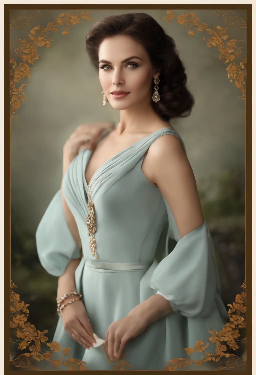 Middle ,Beauty matures、self-assured、 Beautiful eyes、Delicate facial features、Stylish and generous、Elegant and decent、 confident demeanor、Cross your hands and face forward、 well manicured、Stylish and innovative、A hairstyle that exudes the charm of mature women