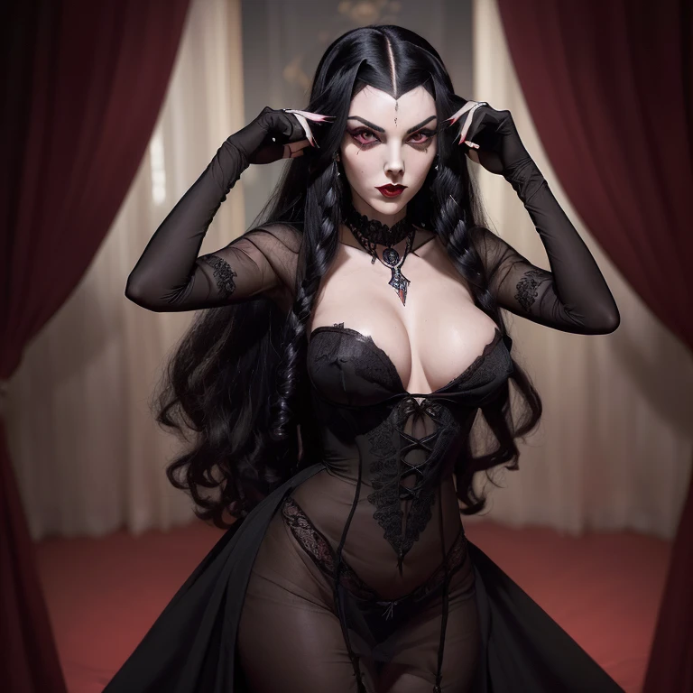 (((Imagem))) (((VAMPIRA SOMBRIA))) (((LINDA GAROTA ARISTOCRATA))) (((FACE JOVEM E BONITA))) ((( juventude e beleza))) (((CABELOS NEGROS LONGOS E OLHOS SEDUTORES))) ((( EXIBINDO CORPO INTEIRO SENSUAL))) (((vampira adulta bem vestida, middlebreasts))) (((attractive and seductive scene))) (((ARTE DETALHISTA E PERFEITA)))