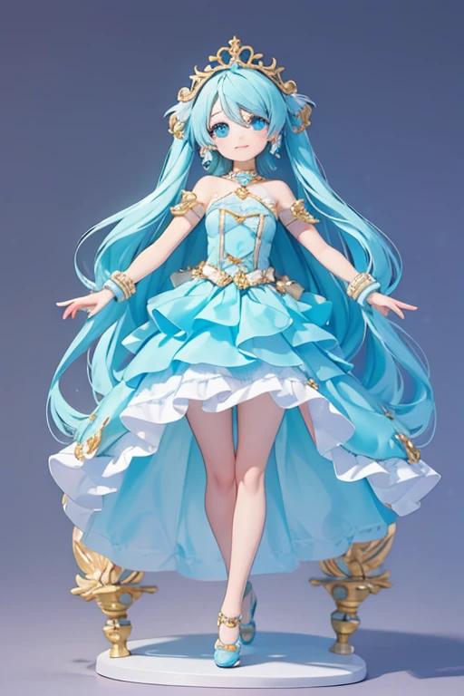 (Same character, front, side, back), (full body); 3d; 3d toy art; toy art; anime style; glitter; Larimar  stone goddess