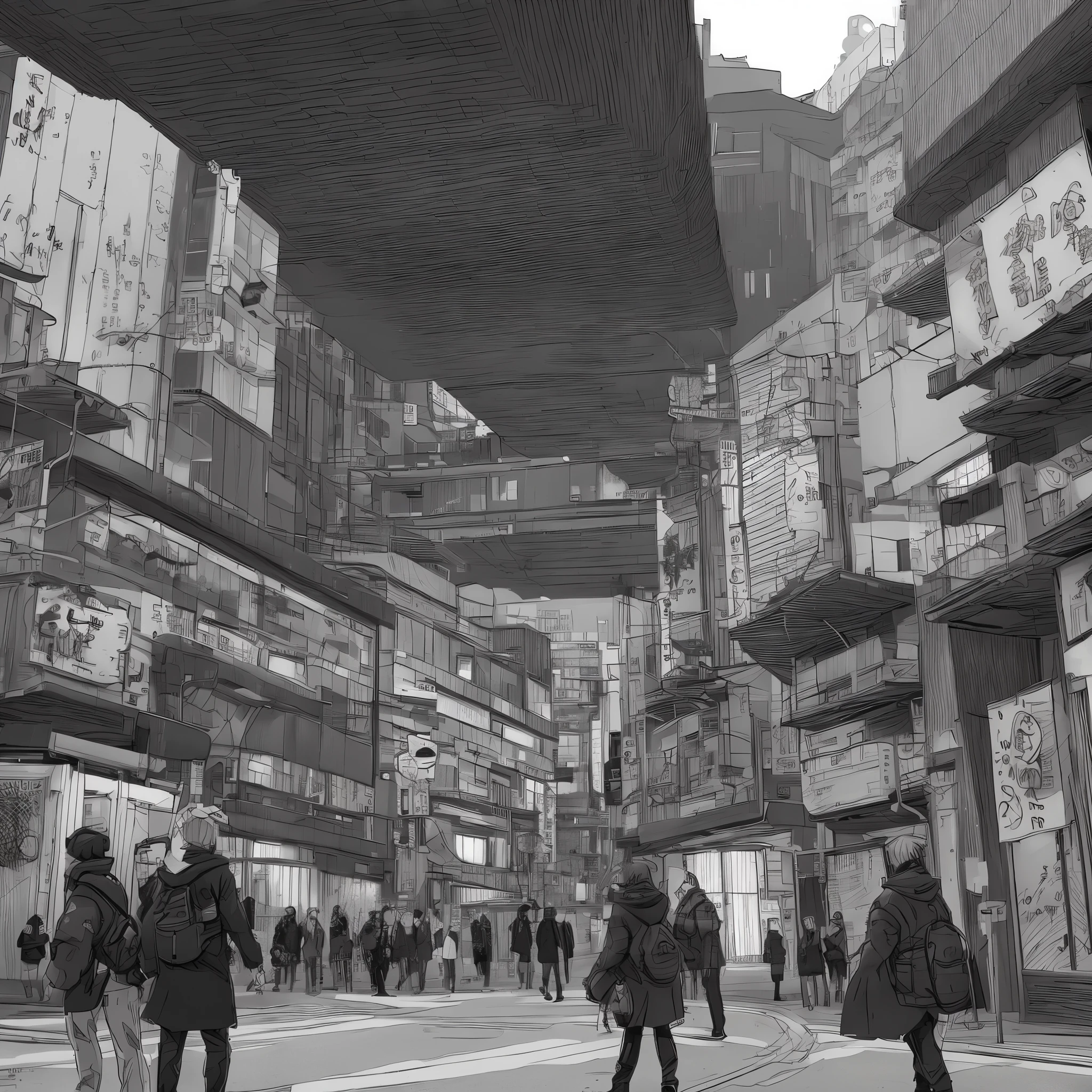 tokyo-kyoto art anime enviroment cyberpunk style jujutsu kaisen lineaart style game of tengen jujutsu kaisen, game time title of art inspiration