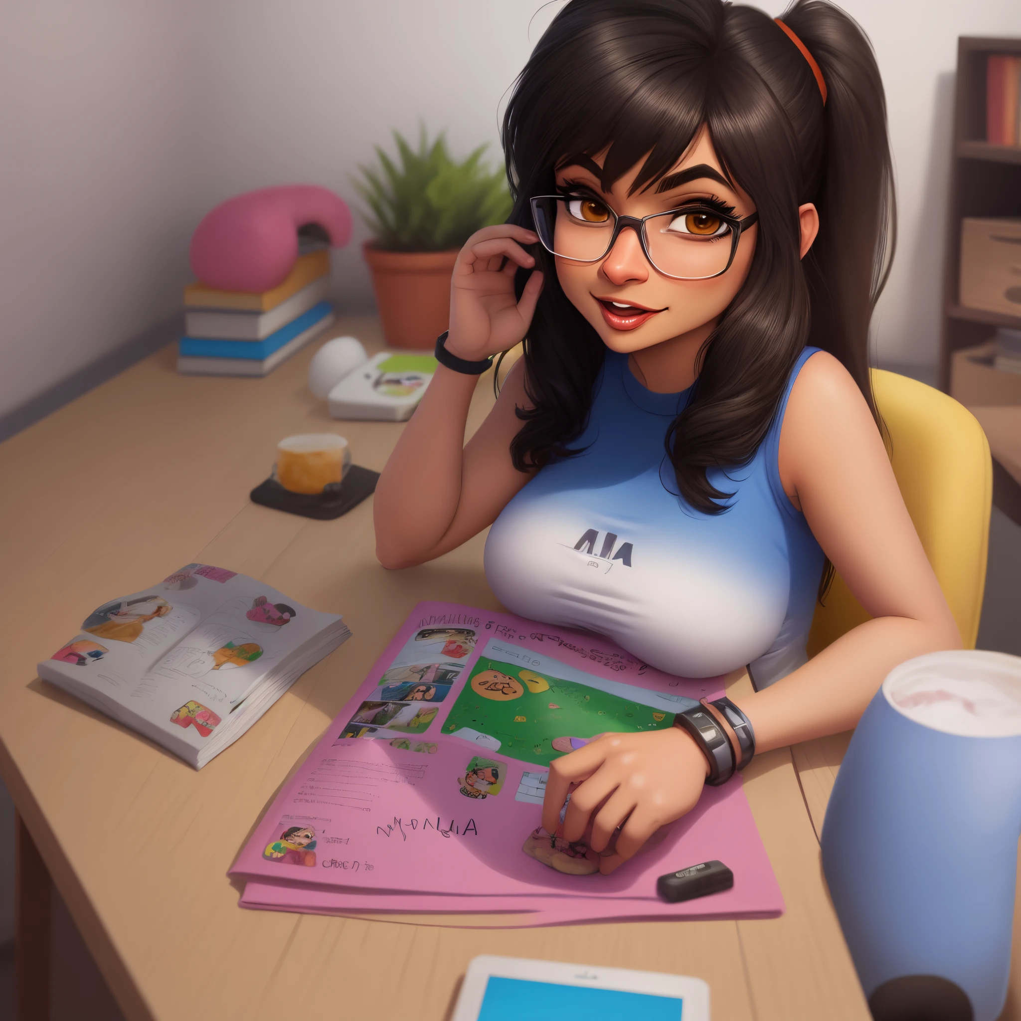 (Masterpiece, Best Quality, High Resolution), (illustartion:1.0), 1girl, The woman, mature female, Twilight Man, Twilight Sparkle, adult body, purple-pink hair, black rectangular glasses, Bun Hair, Average Breasts, naked body, naked ass, Female genitals, Detailed genitals, Video Game Exhibition, E3, gaming exhibition, crowd of people, Market stalls, posters and banners, video game screens, Game consoles, Demo version of a computer game at the conference center for technical specialists, in the play store. The game logo says (("Metal Gear is a real driving simulator.")) using Gran Turismo font. preparing a car engine for racing. (((two beautiful women housewives, naked curvy female Instagram models on both sides of the screen, sexy posing for photographers, geek))) iconic celebrity cinematic shot, Shot on a Hasselblad 500 at 85mm., Maximalist, Highly detailed, intricate details, Professional lighting