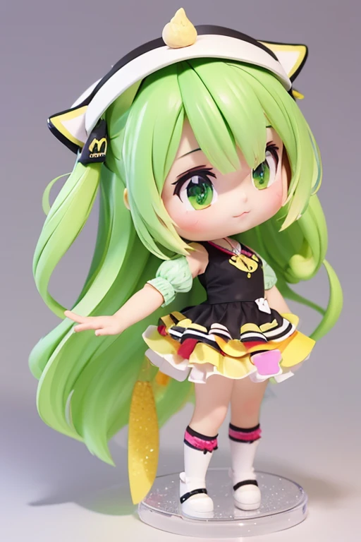 (Same character, front, side, back), (full body); 3d; 3d toy art; toy art; anime style; glitter; kiwi fruit;
